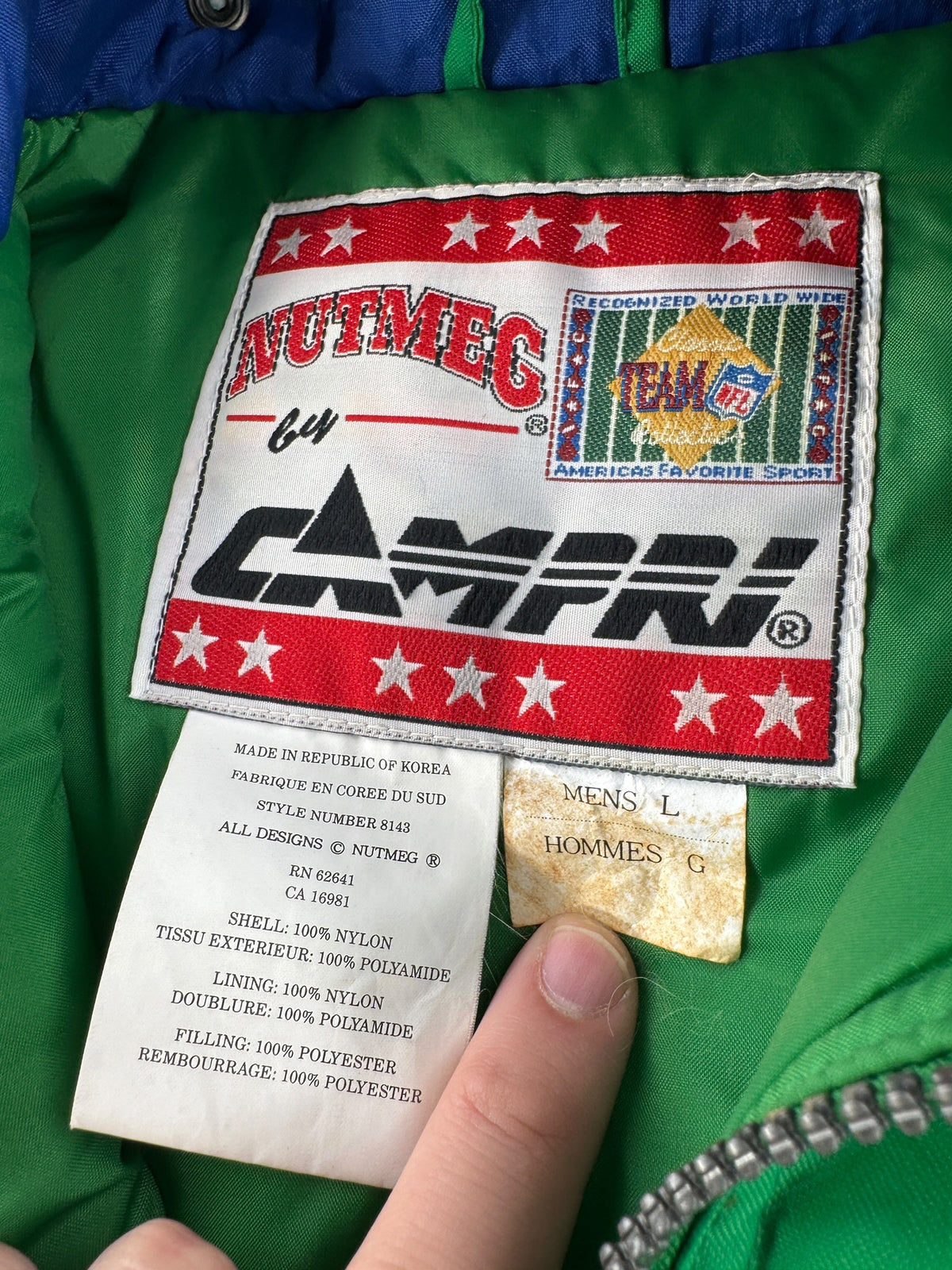 Tags on Vintage Seattle Seahawks Pullover Jacket SZ L