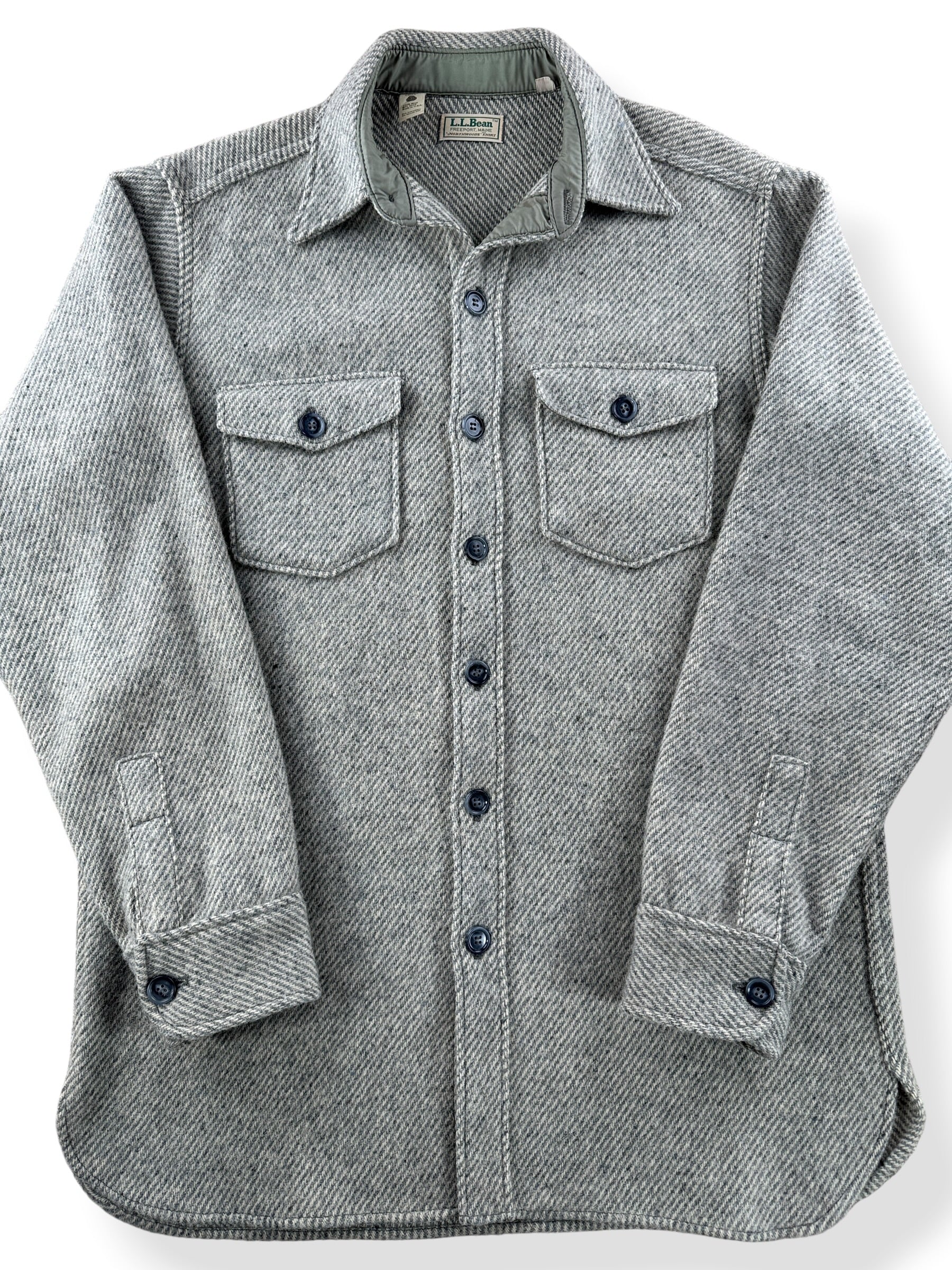 Front Close Up of Vintage L.L. Bean Northwoods Herringbone Wool Jacket SZ L