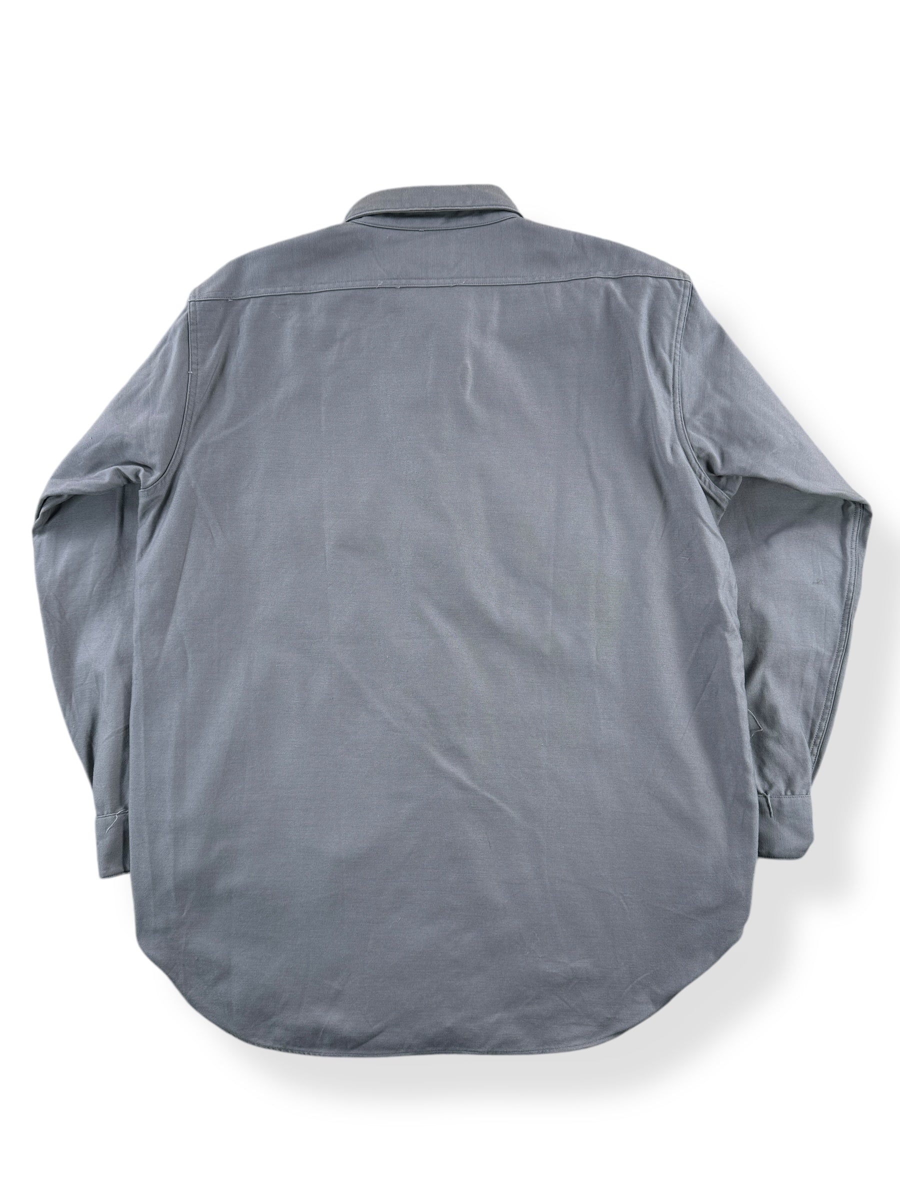 Back of Vintage Grey Sears Mountain Cloth Heavyweight Twill Shirt SZ L
