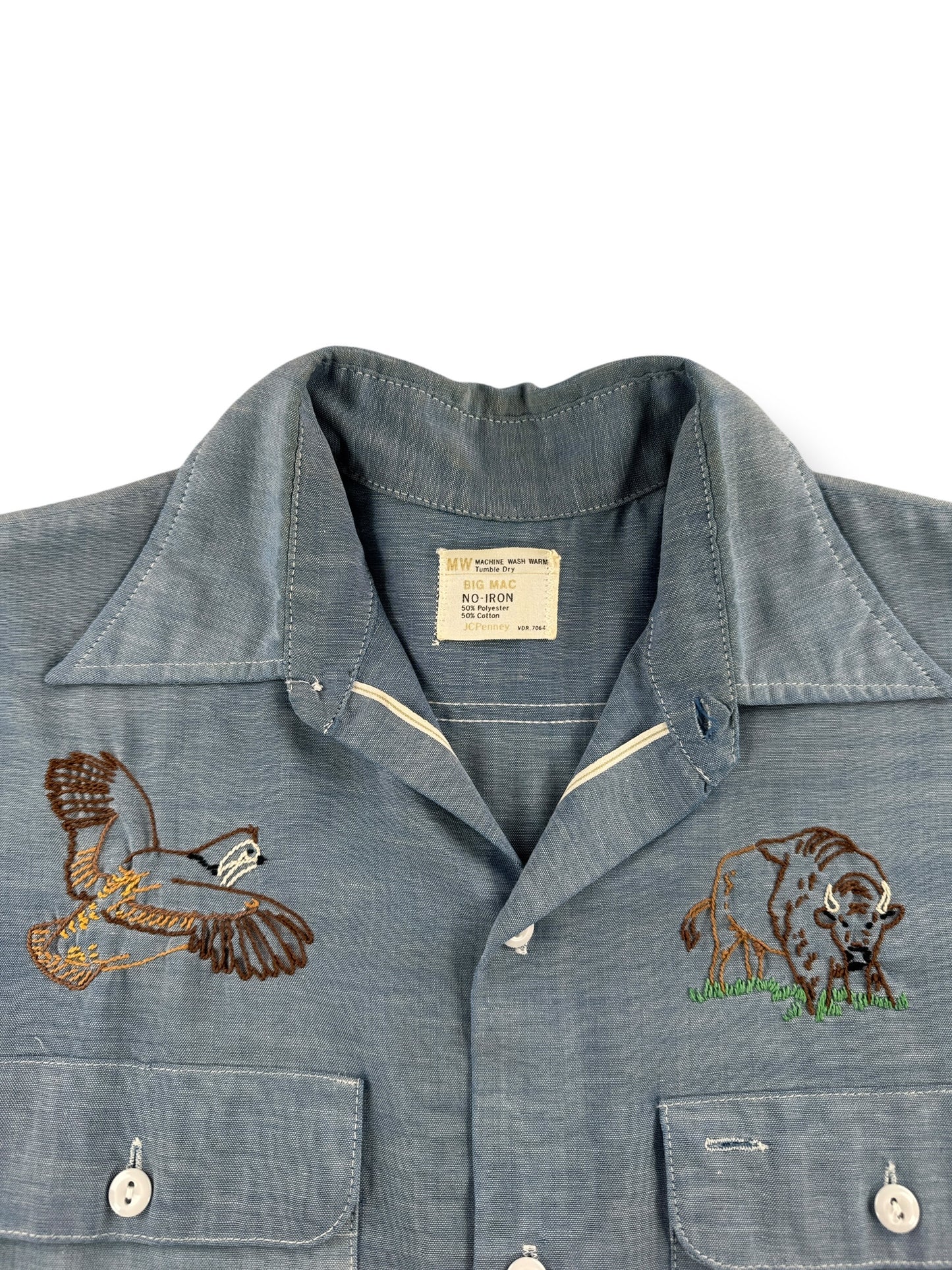 Collar on Vintage Big Mac Selvedge Chambray W/ Chainstitching SZ M