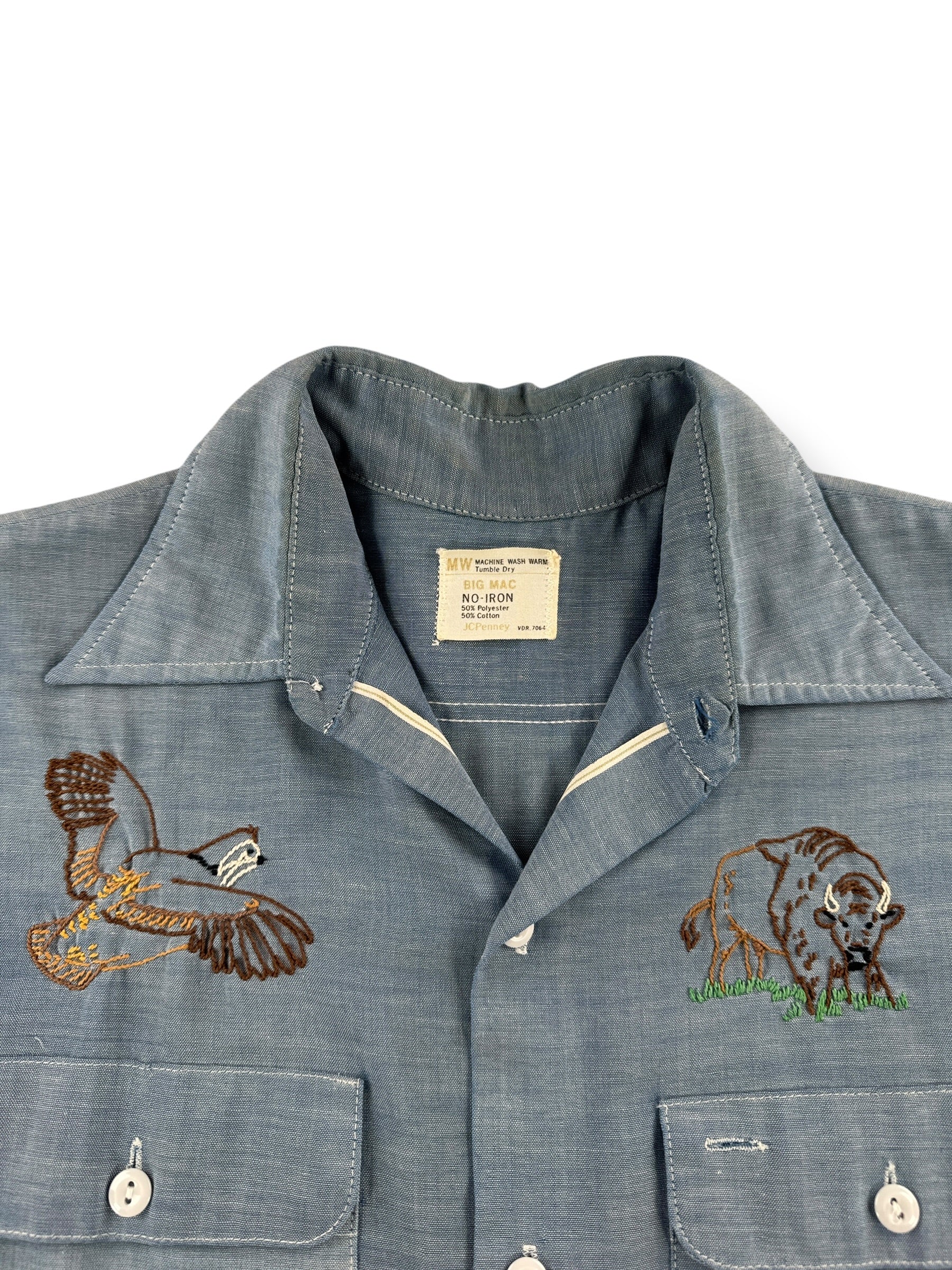 Collar on Vintage Big Mac Selvedge Chambray W/ Chainstitching SZ M