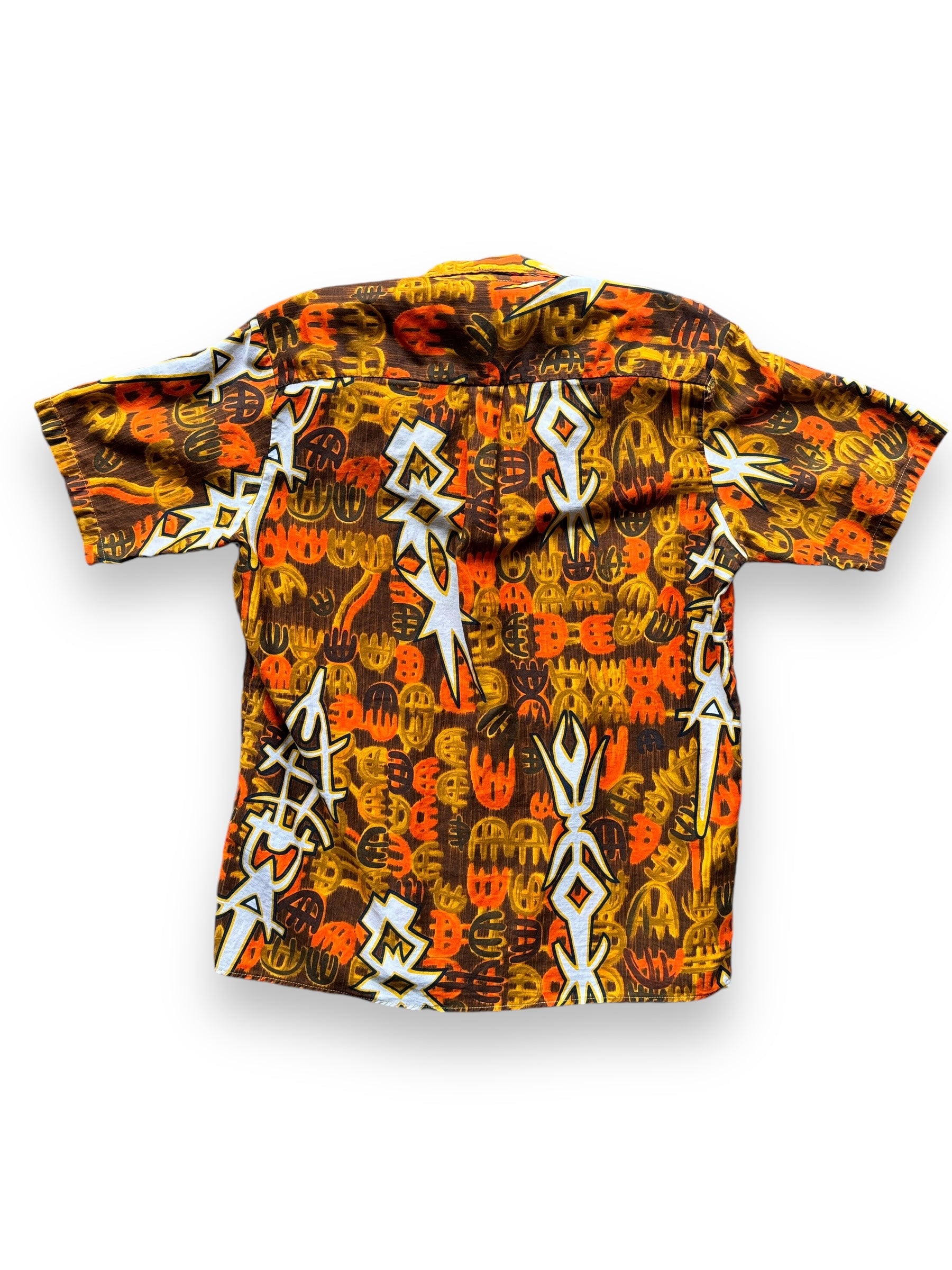 back of Vintage Kauai Orange Aloha Shirt SZ M