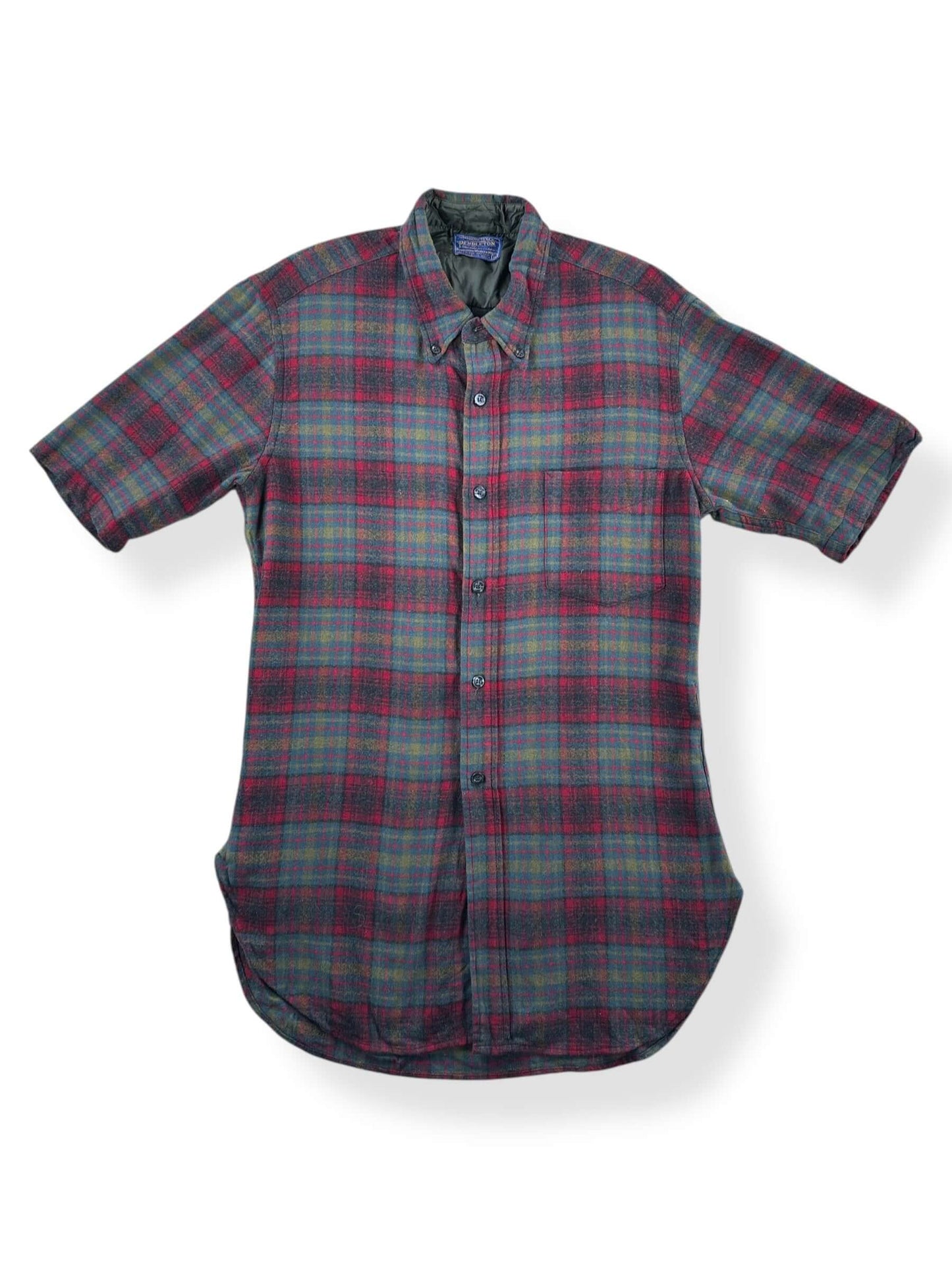 Front of Vintage Early 60s Short Sleeve Pendleton Flannel SZ M (Fits S)