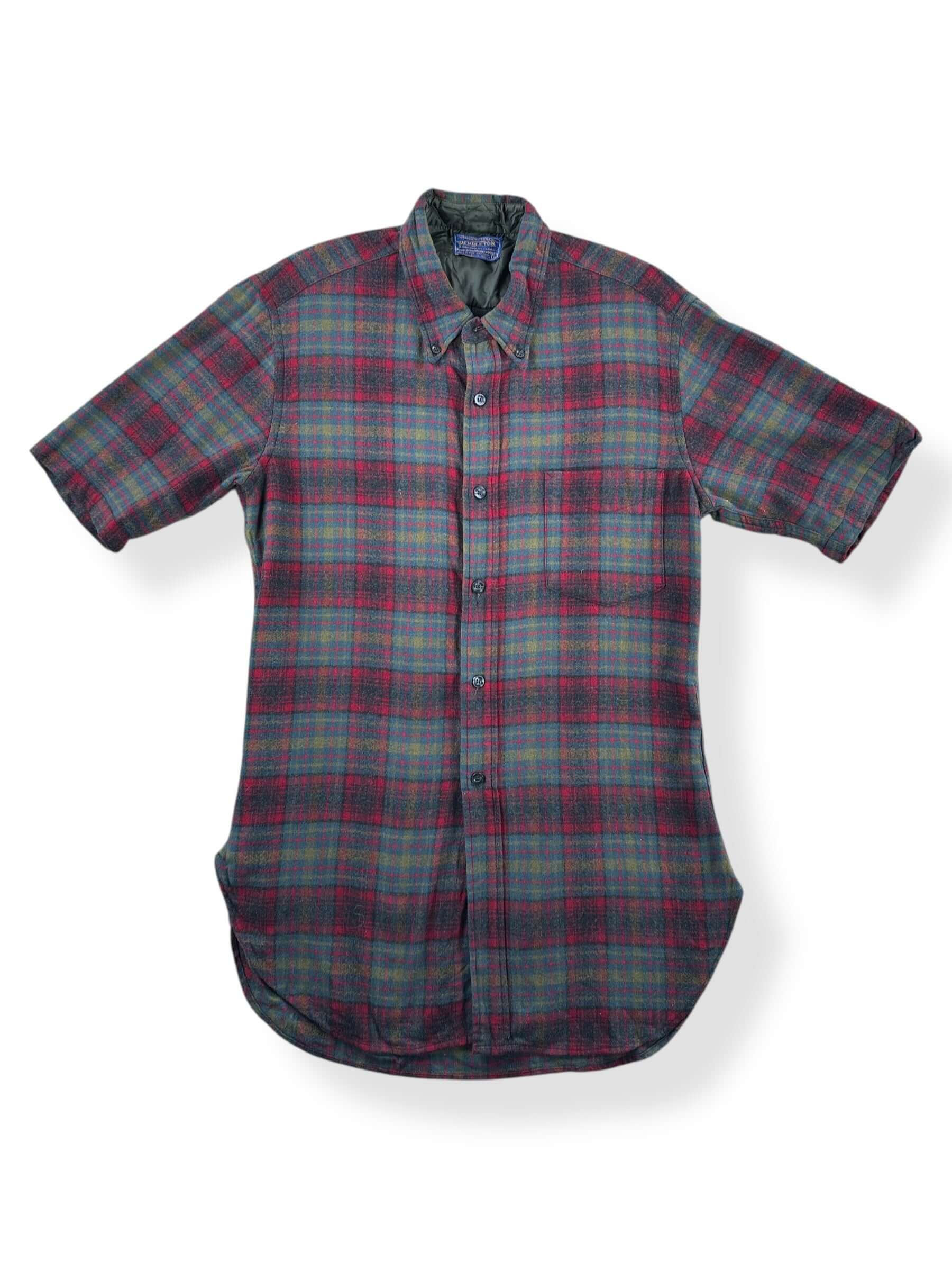 Front of Vintage Early 60s Short Sleeve Pendleton Flannel SZ M (Fits S)
