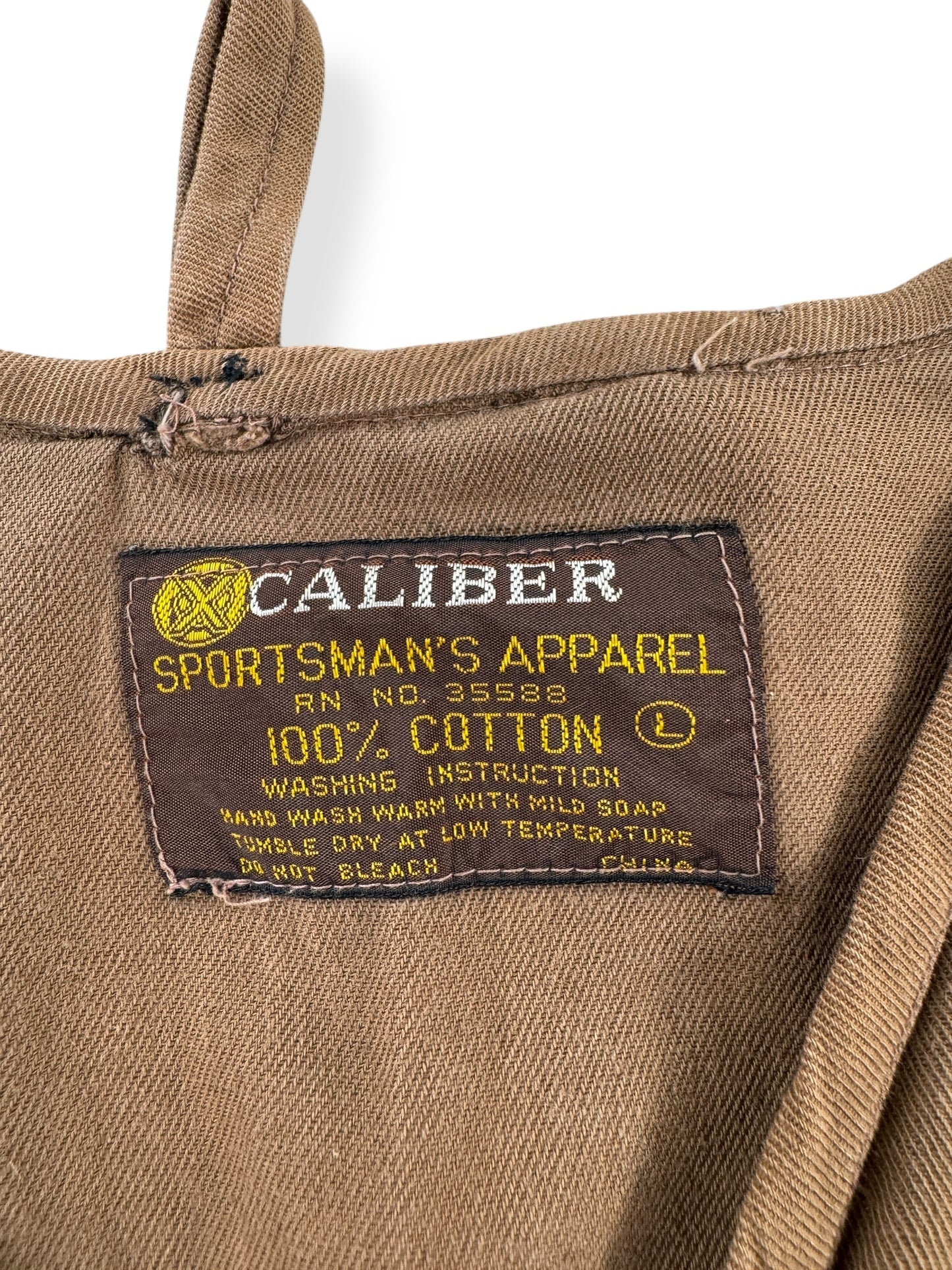 Label on Vintage 60's Era Caliber Hunting Vest SZ L