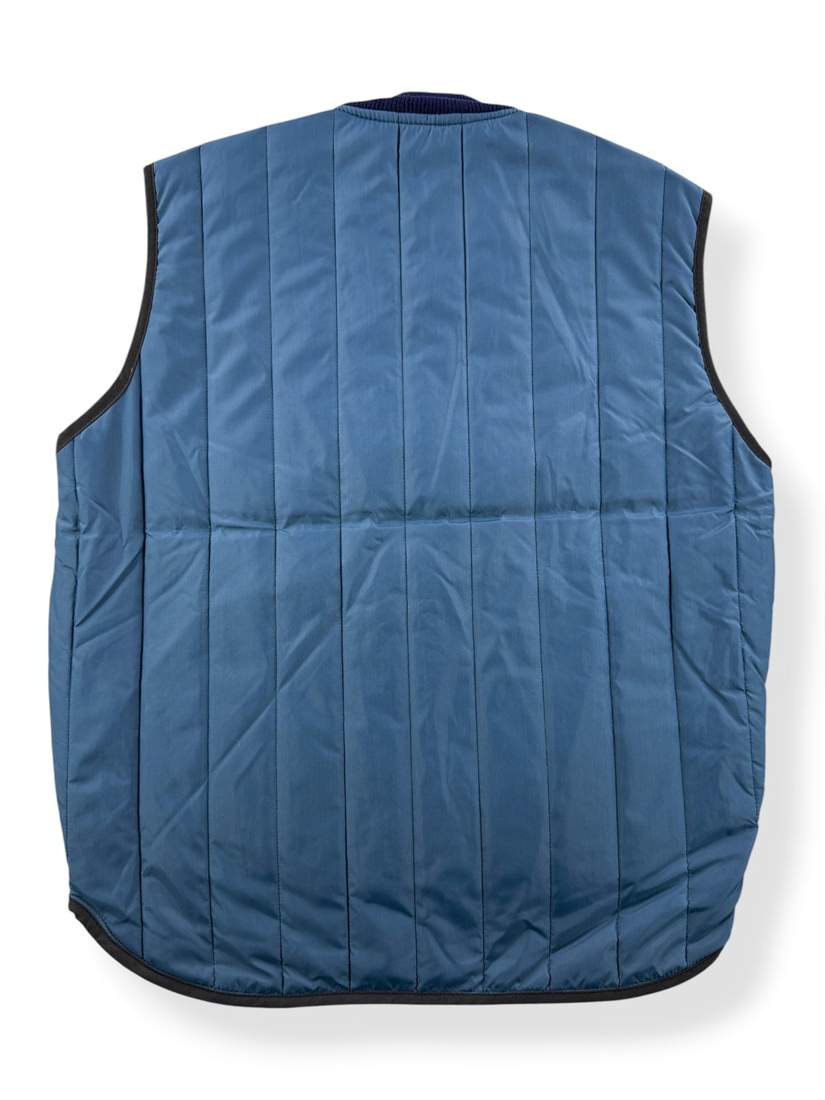 Back of Vintage Quilted Navy Blue Vest SZ M