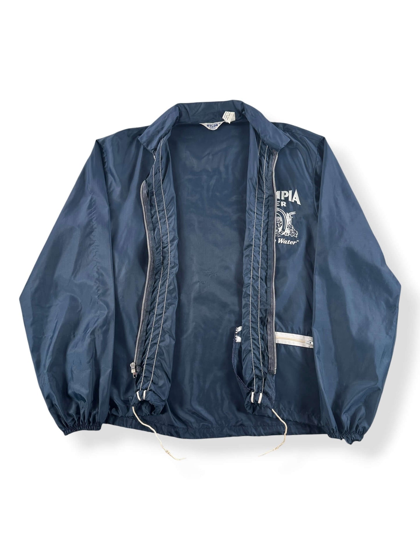 Inside of Vintage Olympia Beer Windbreaker SZ M