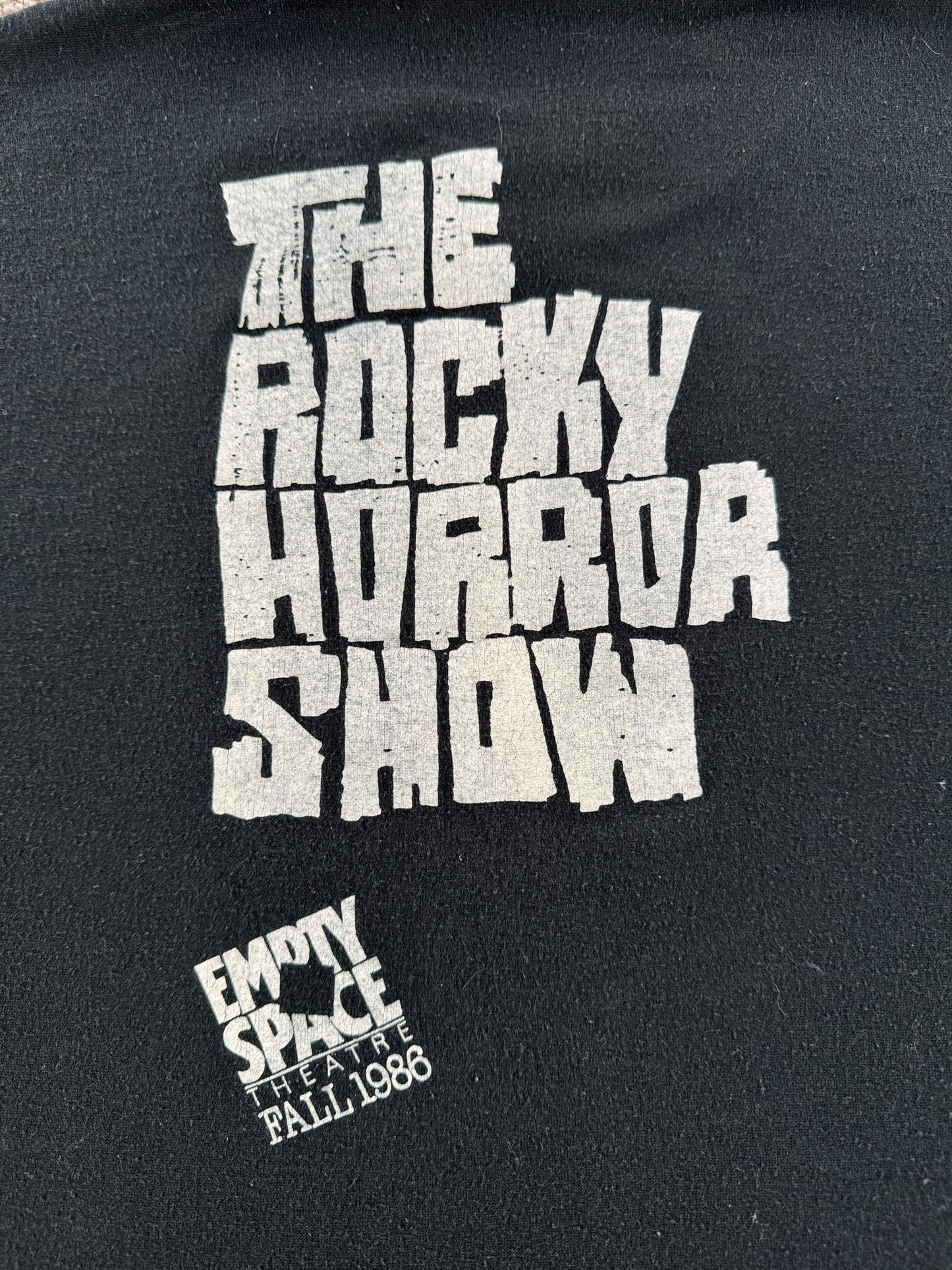 Back Graphic of Vintage Empty Space Theater Rocky Horror Picture Show Tee SZ XL (Fits M)