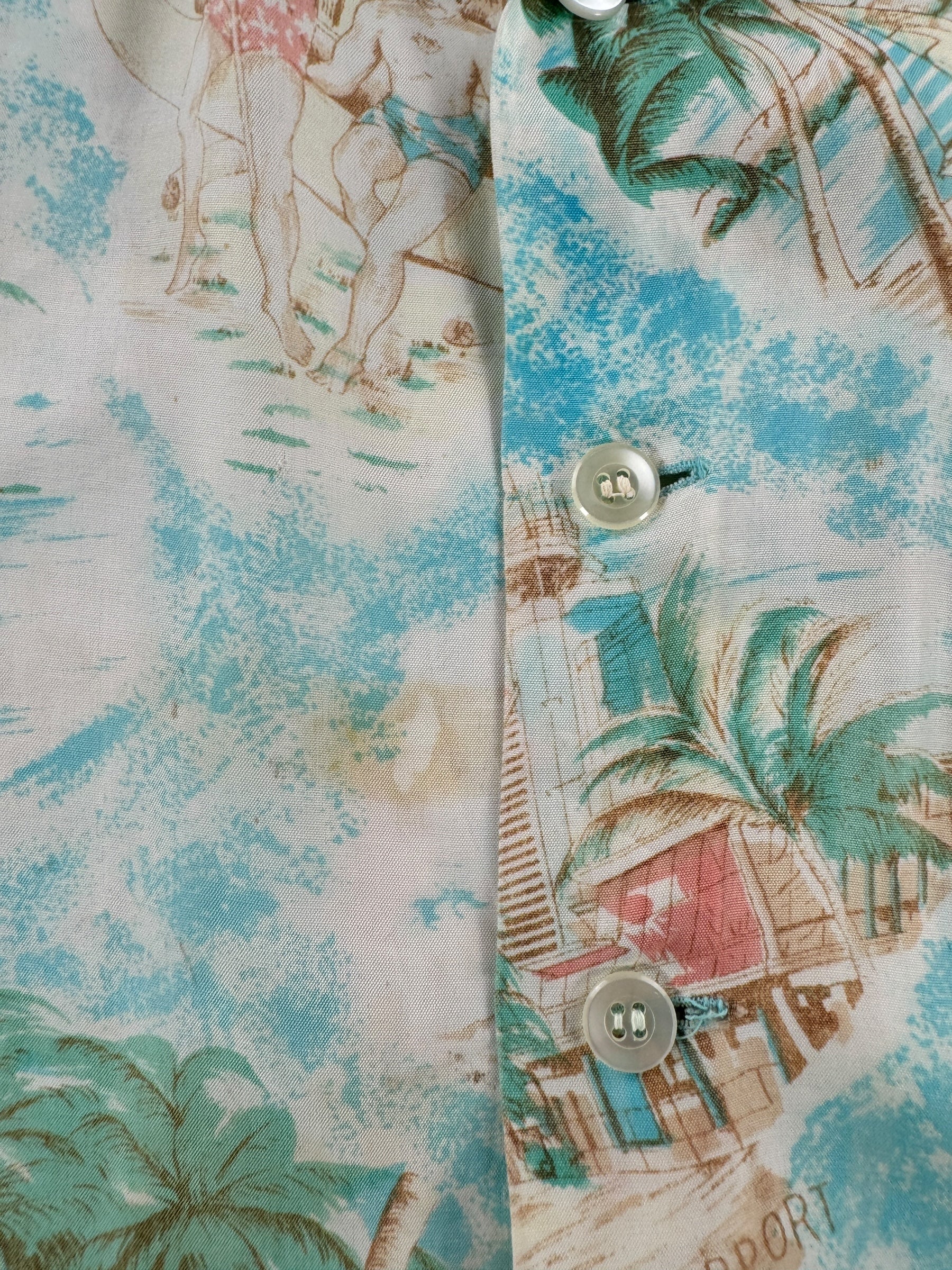 Stain on Vintage Waikiki Rayon Aloha Top SZ L