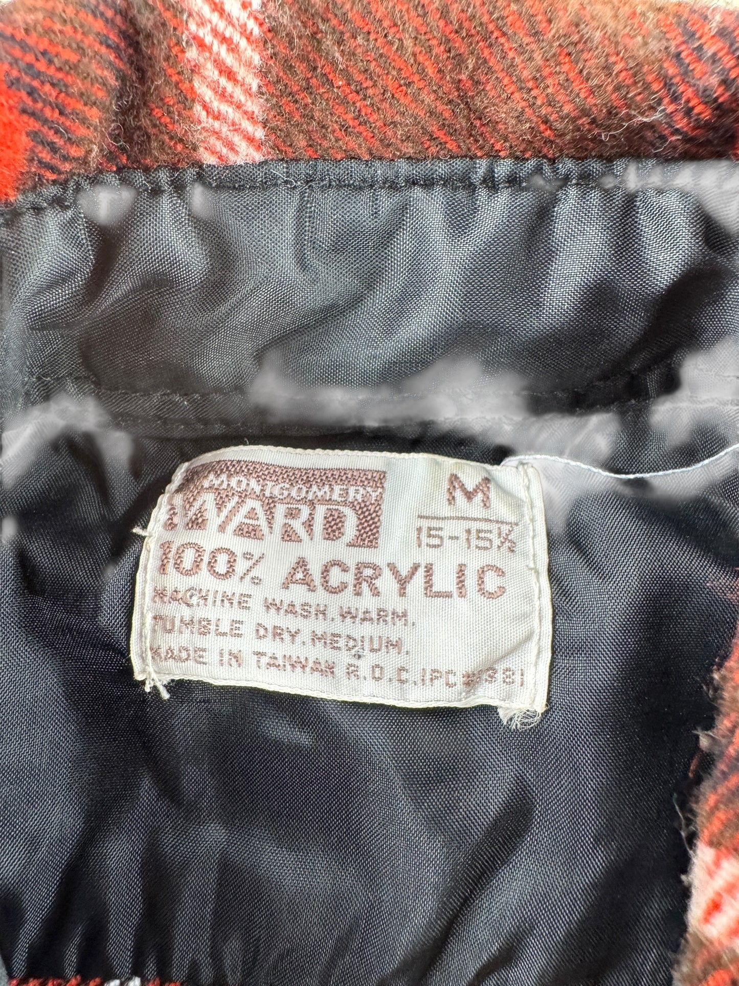 Label on Vintage Montgomery Ward Acrylic Flannel SZ M