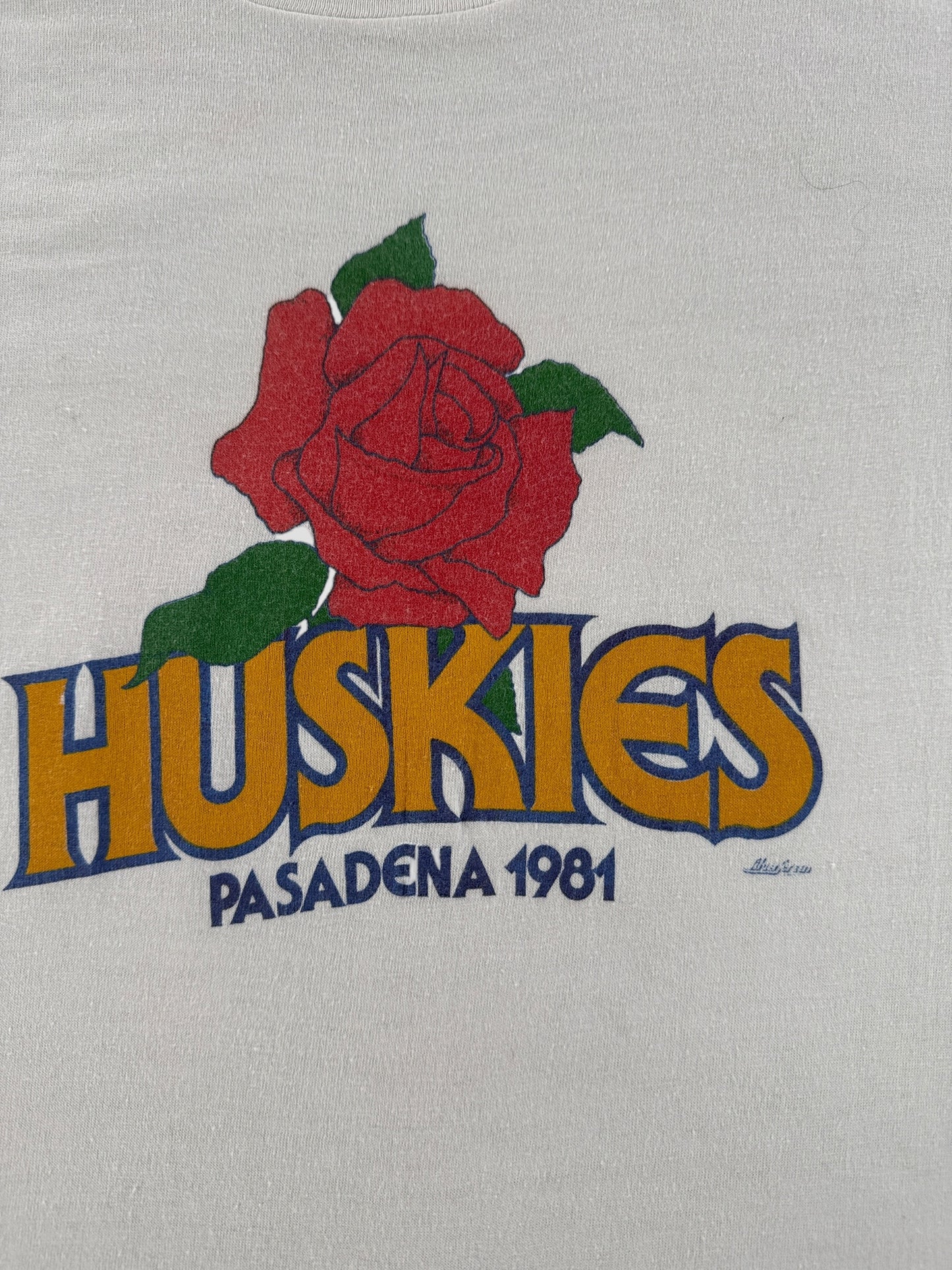 Graphic of Vintage 1981 Huskies Rose Bowl Tee SZ S (Fits XS)