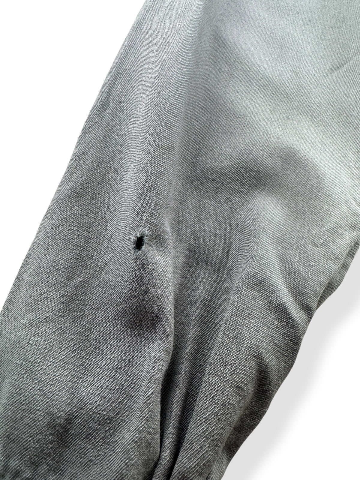 Small hole on sleeve of Vintage 50s JC Penney Worsted Wool Gabardine Shirt SZ L