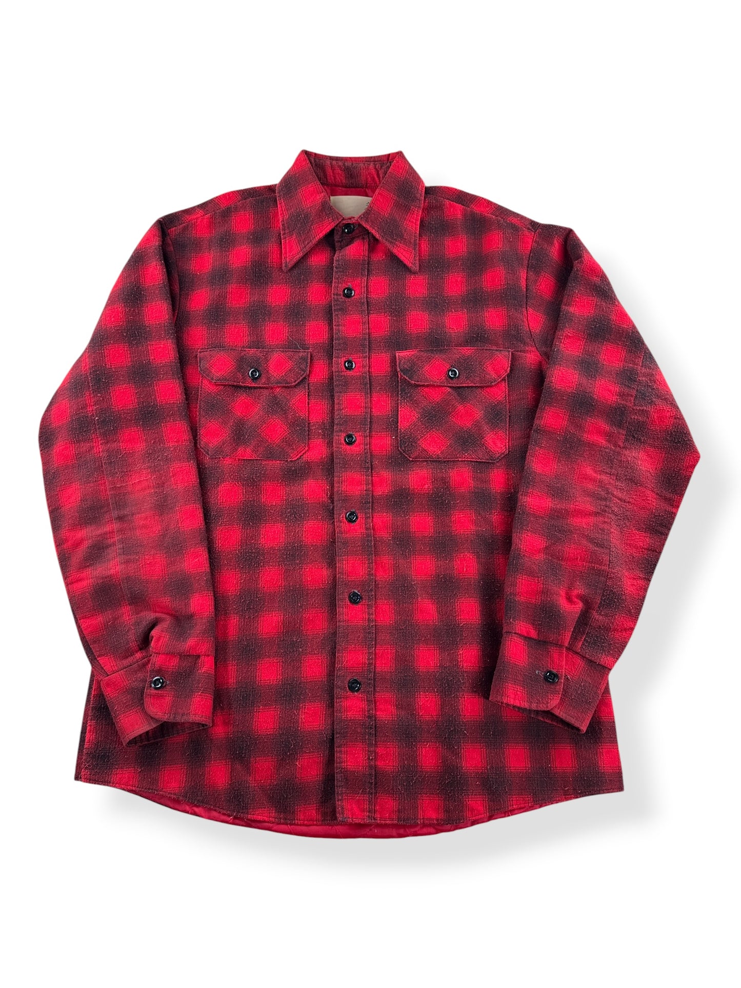 Front of Vintage Sears Shadowplaid Quilted Flannel SZ XL