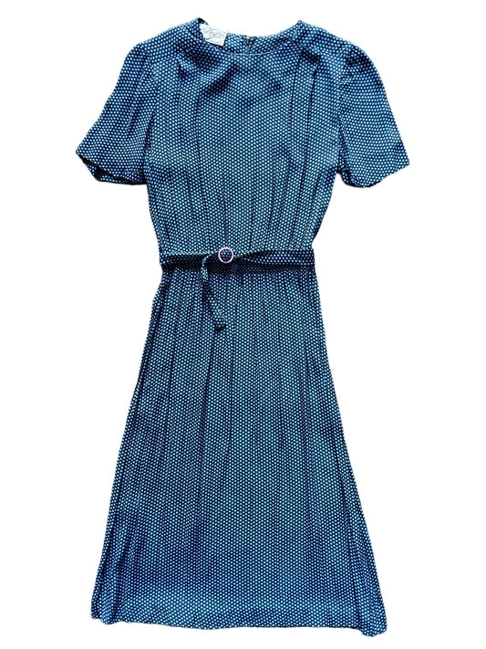 Full front view of Vintage 70s Does 40s Popi Dress |  Barn Owl Vintage Dresses | Seattle Vintage Ladies Clothing