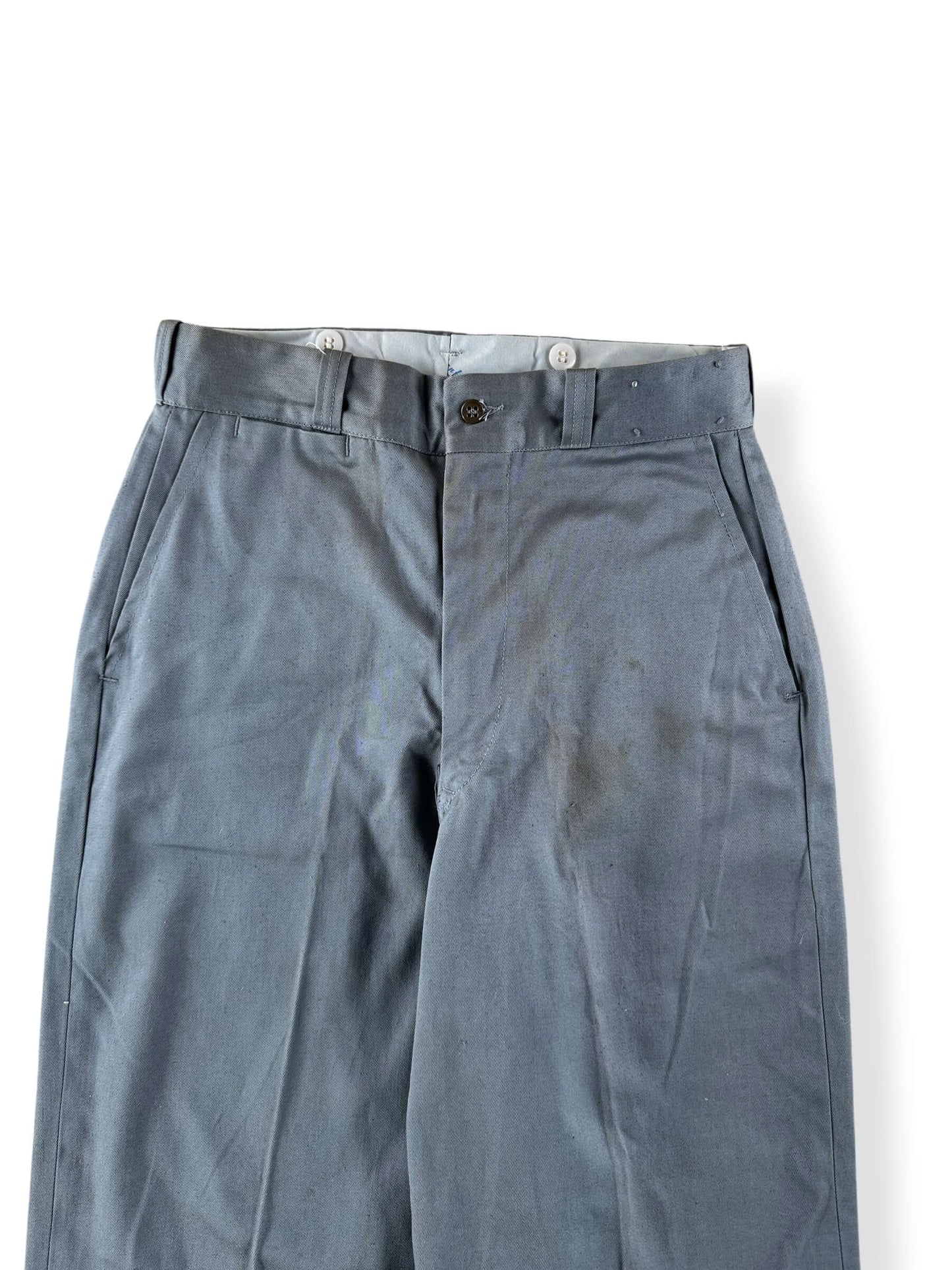 Waist on Vintage 50s Lee Chetopa Twill Grey Slacks W29