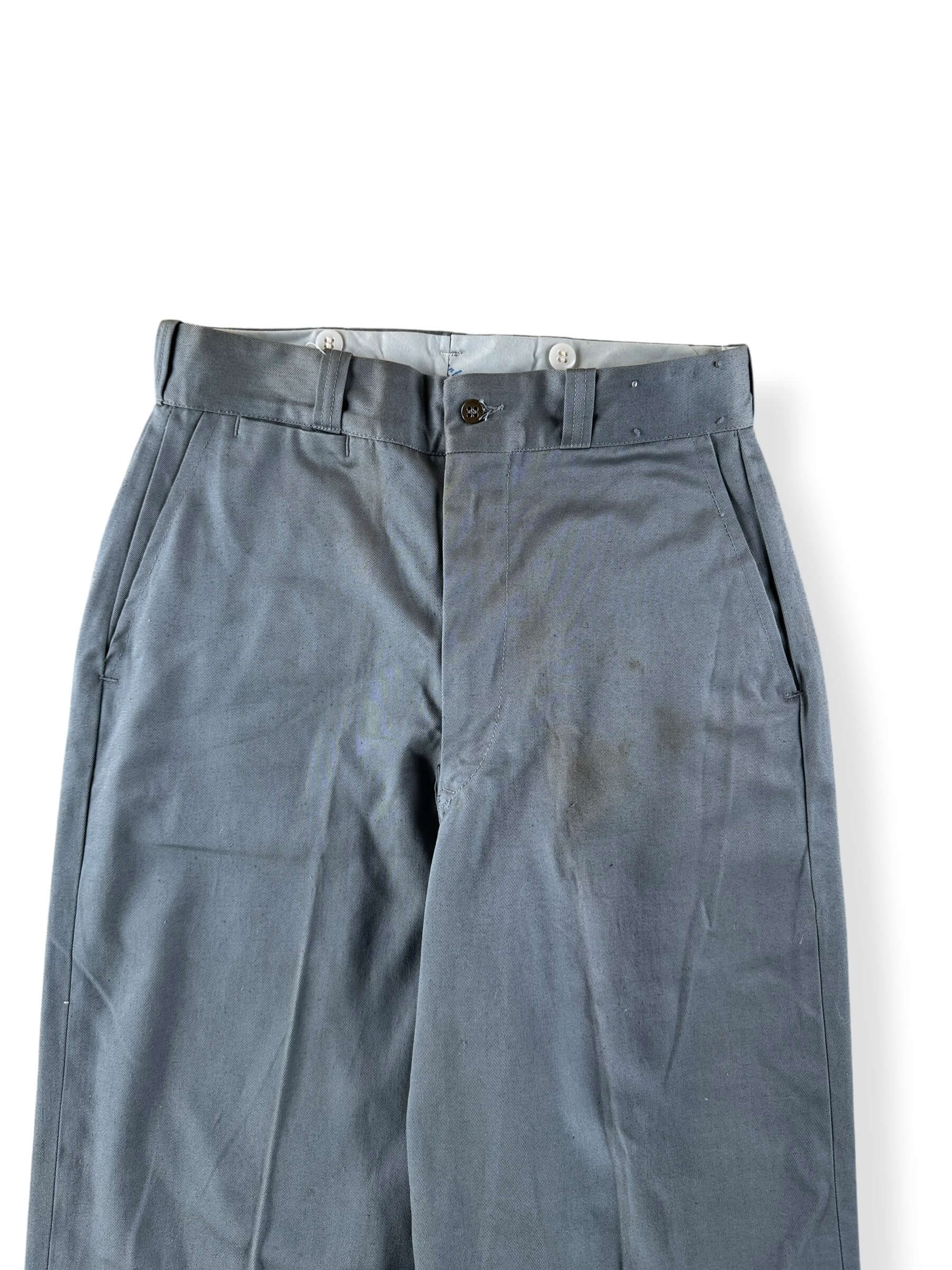 Waist on Vintage 50s Lee Chetopa Twill Grey Slacks W29