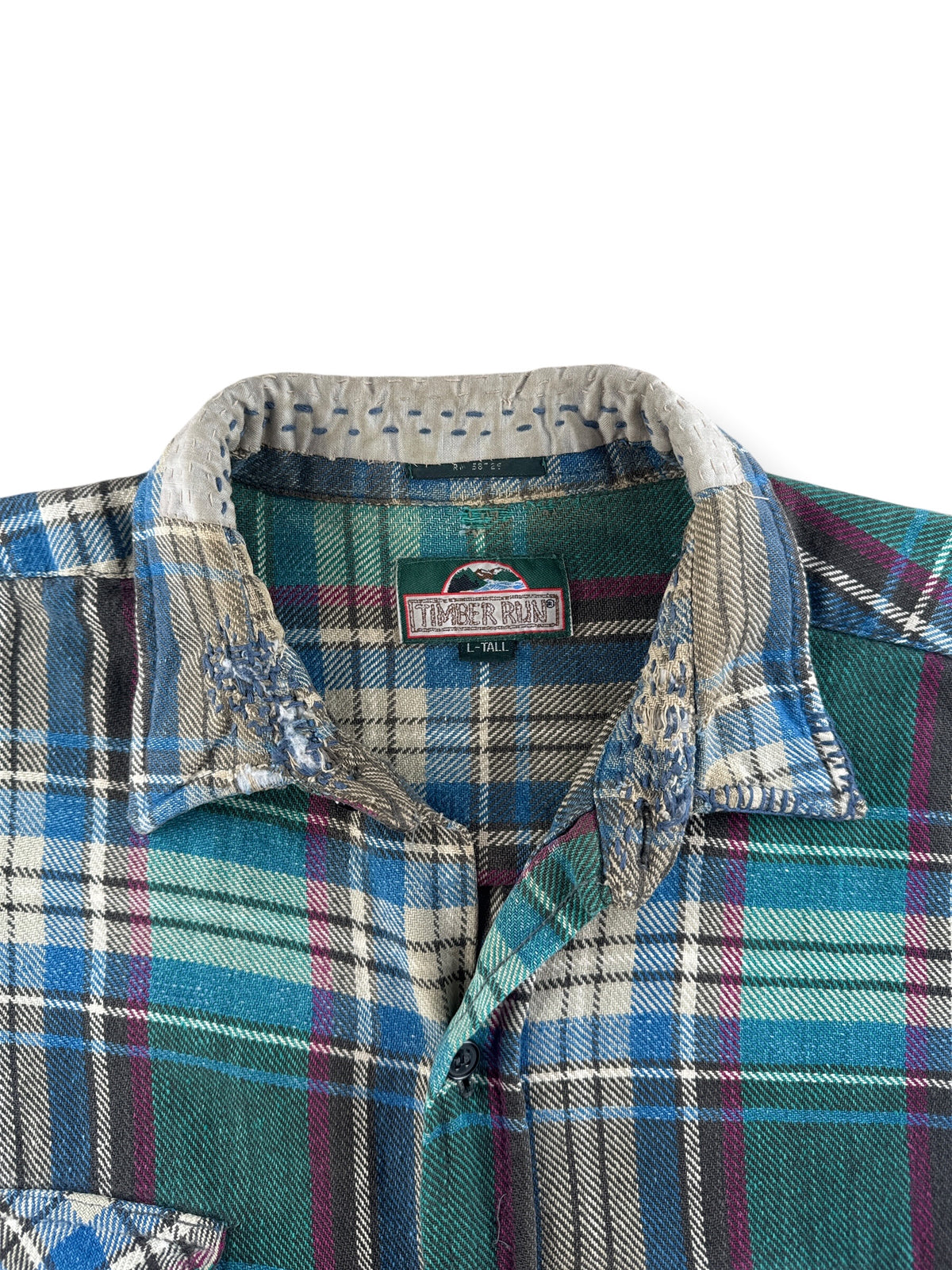 Collar on Vintage Blown Out Cotton Flannel SZ L