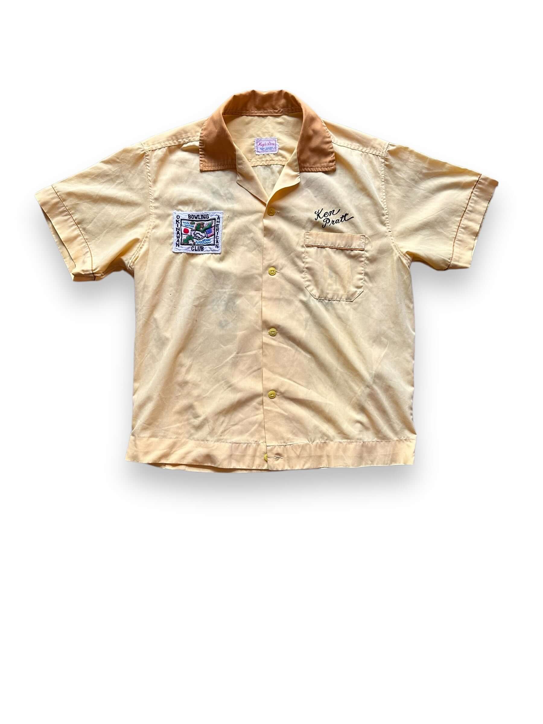 Front View of Vintage Mugi's Okinawa Bowling Shirt SZ L | Vintage Bowling Shirt Seattle