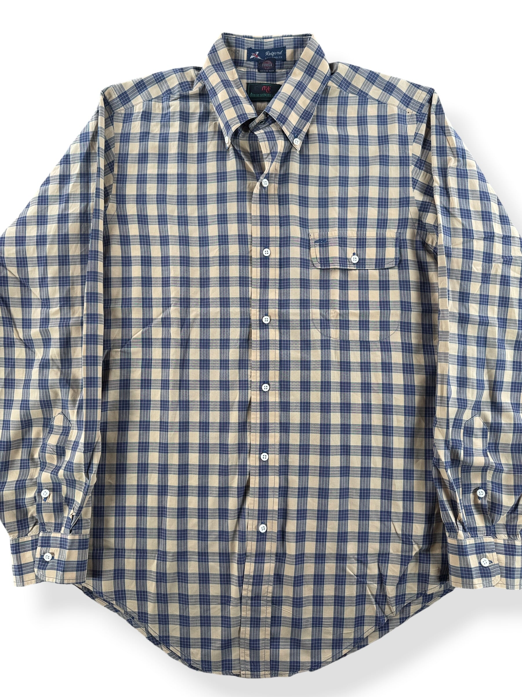 Front Close Up of Vintage 80s Abercrombie & Fitch Plaid Shirt SZ M