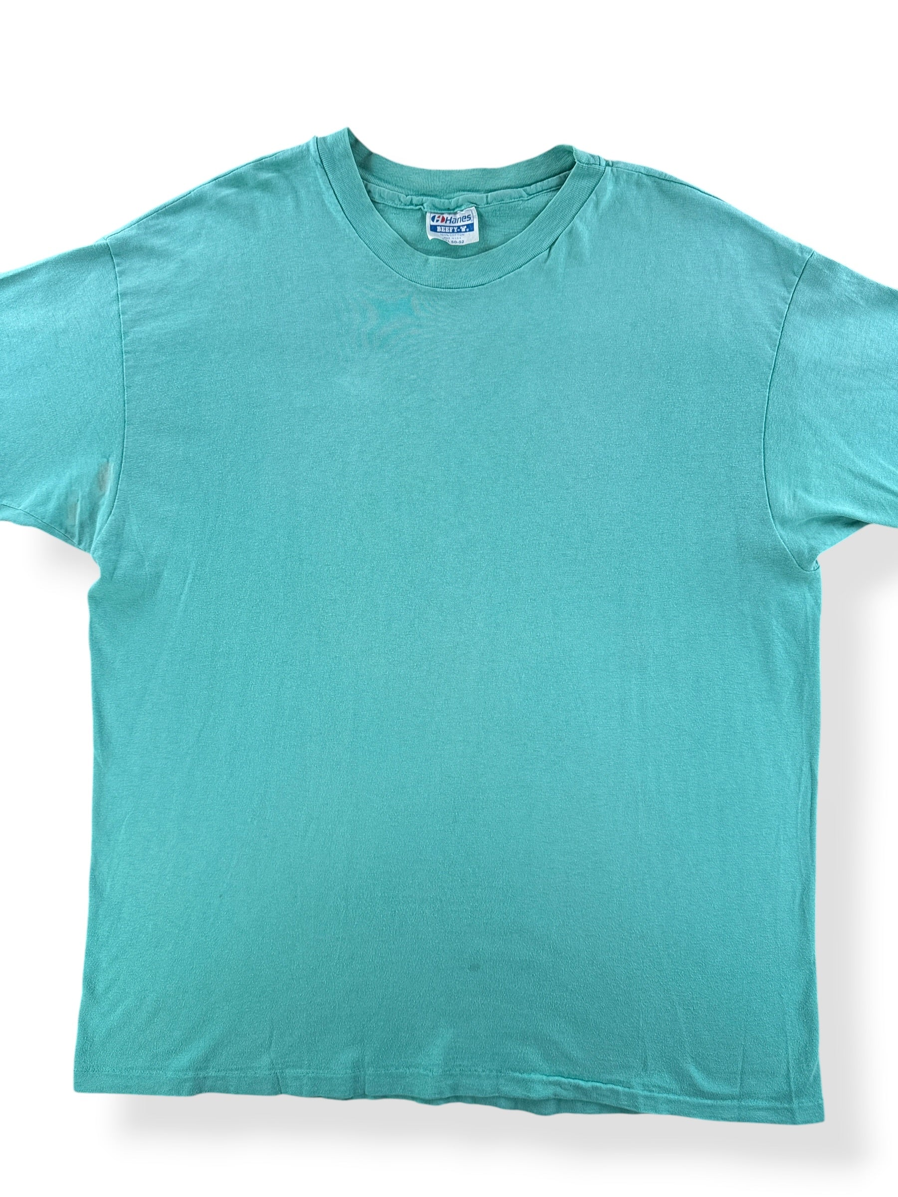 Front Close Up of Vintage Misty Teal Blank Tee SZ XXL (Fits XL)