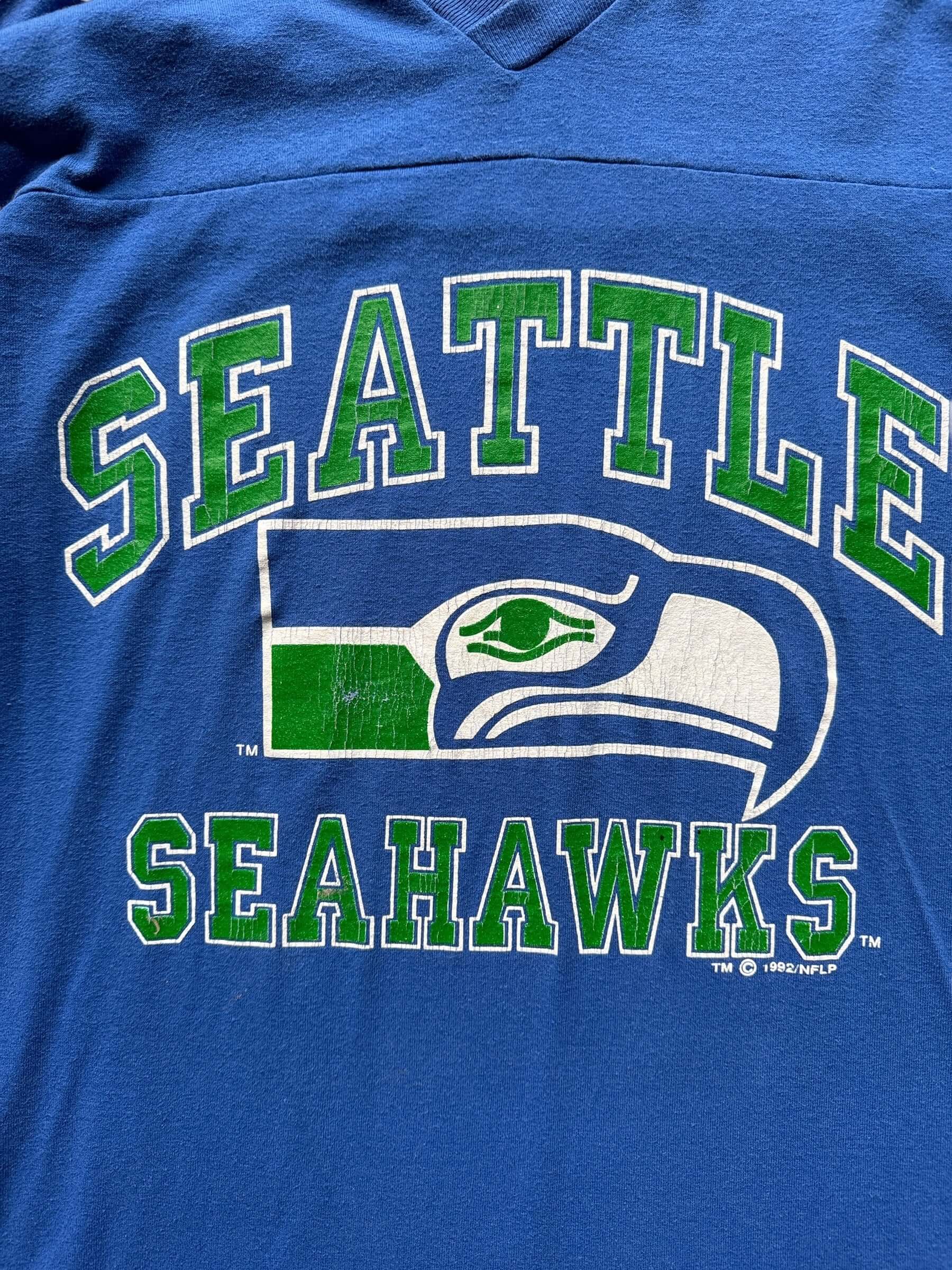 front graphic of Vintage Seattle Seahawks Jersey Tee SZ L