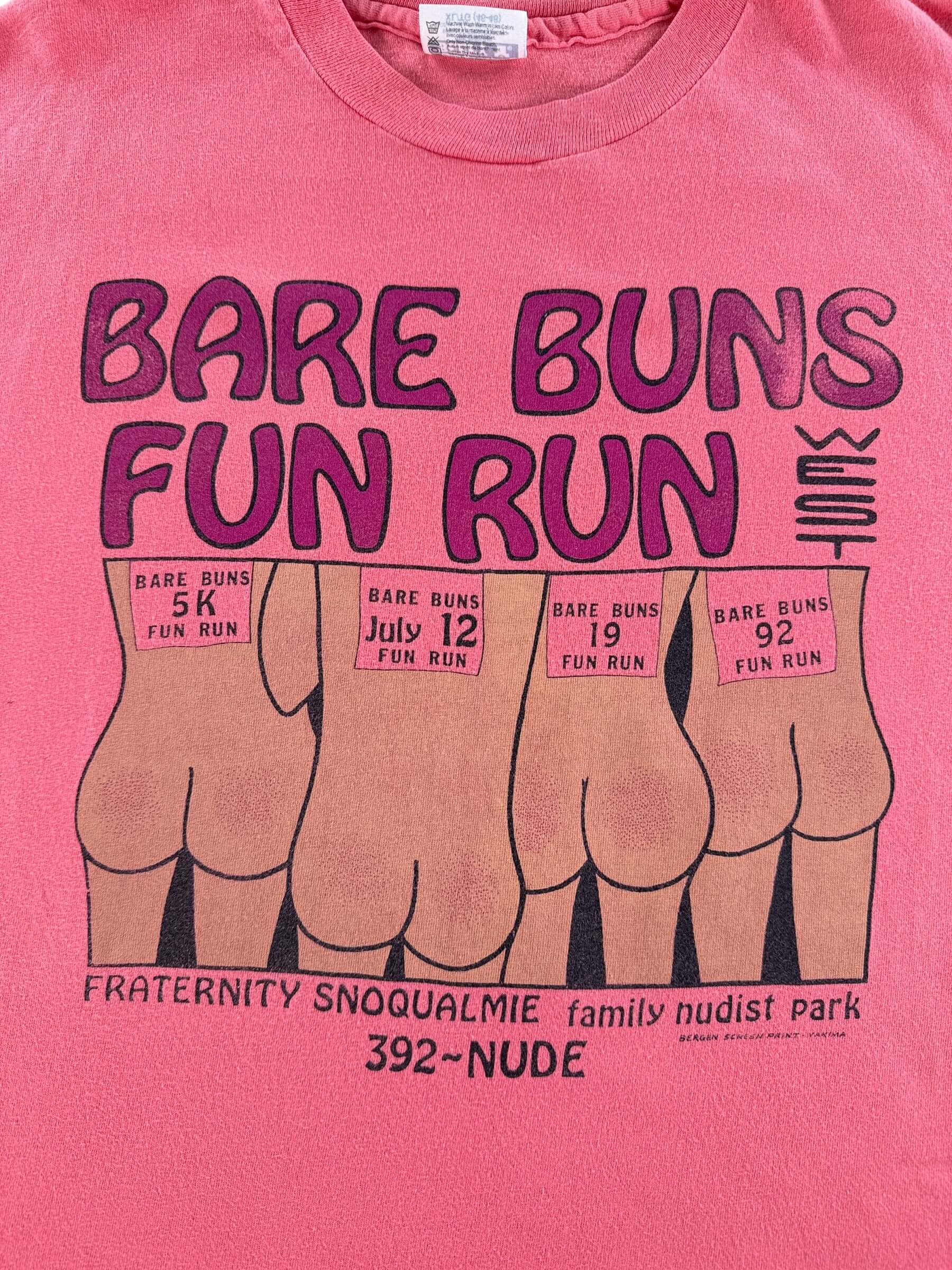 Graphic of Vintage Bare Buns Fun Run Tee SZ XL