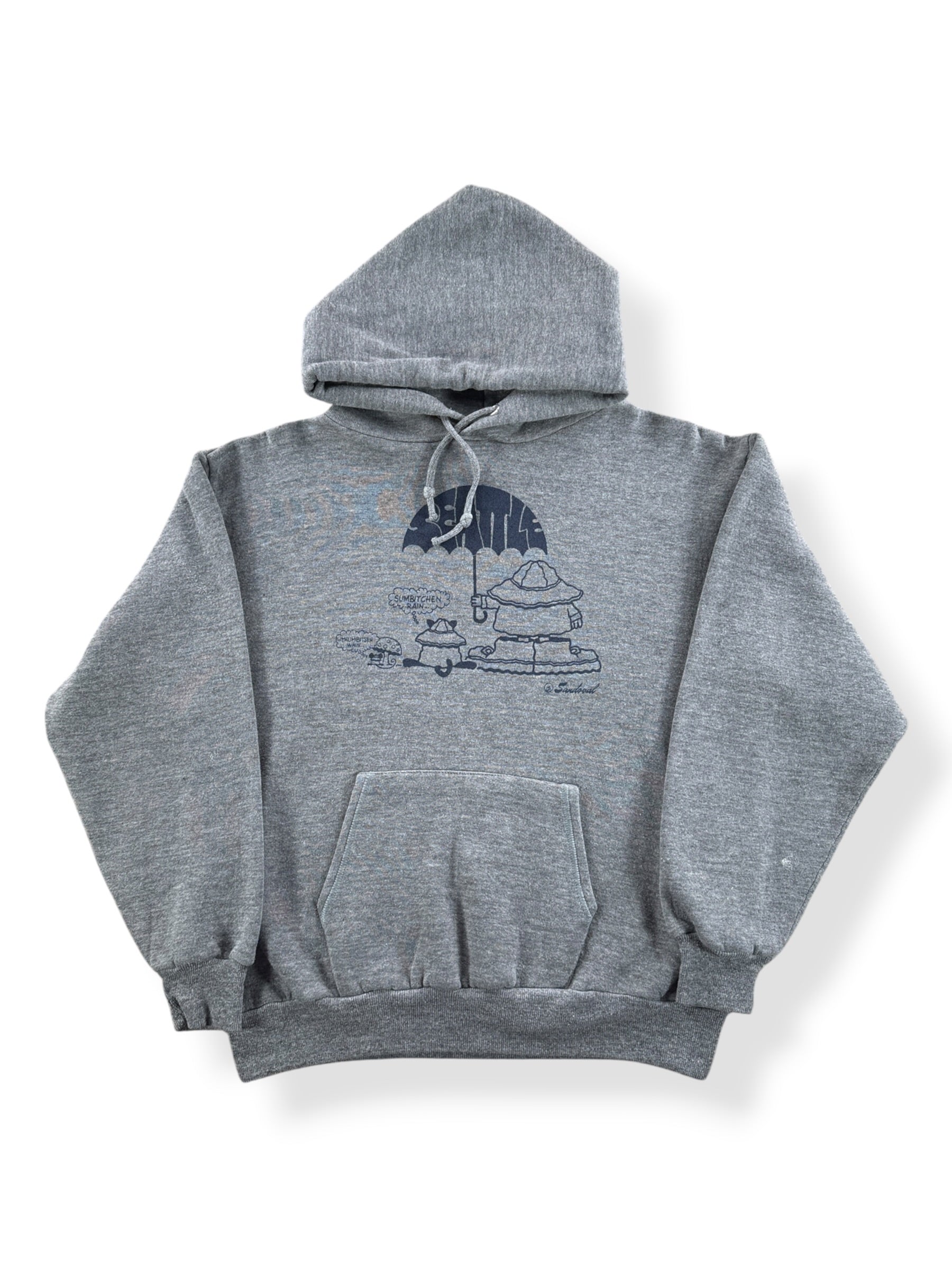 Front of Vintage Seattle Weather Hoodie SZ M (Fits S)
