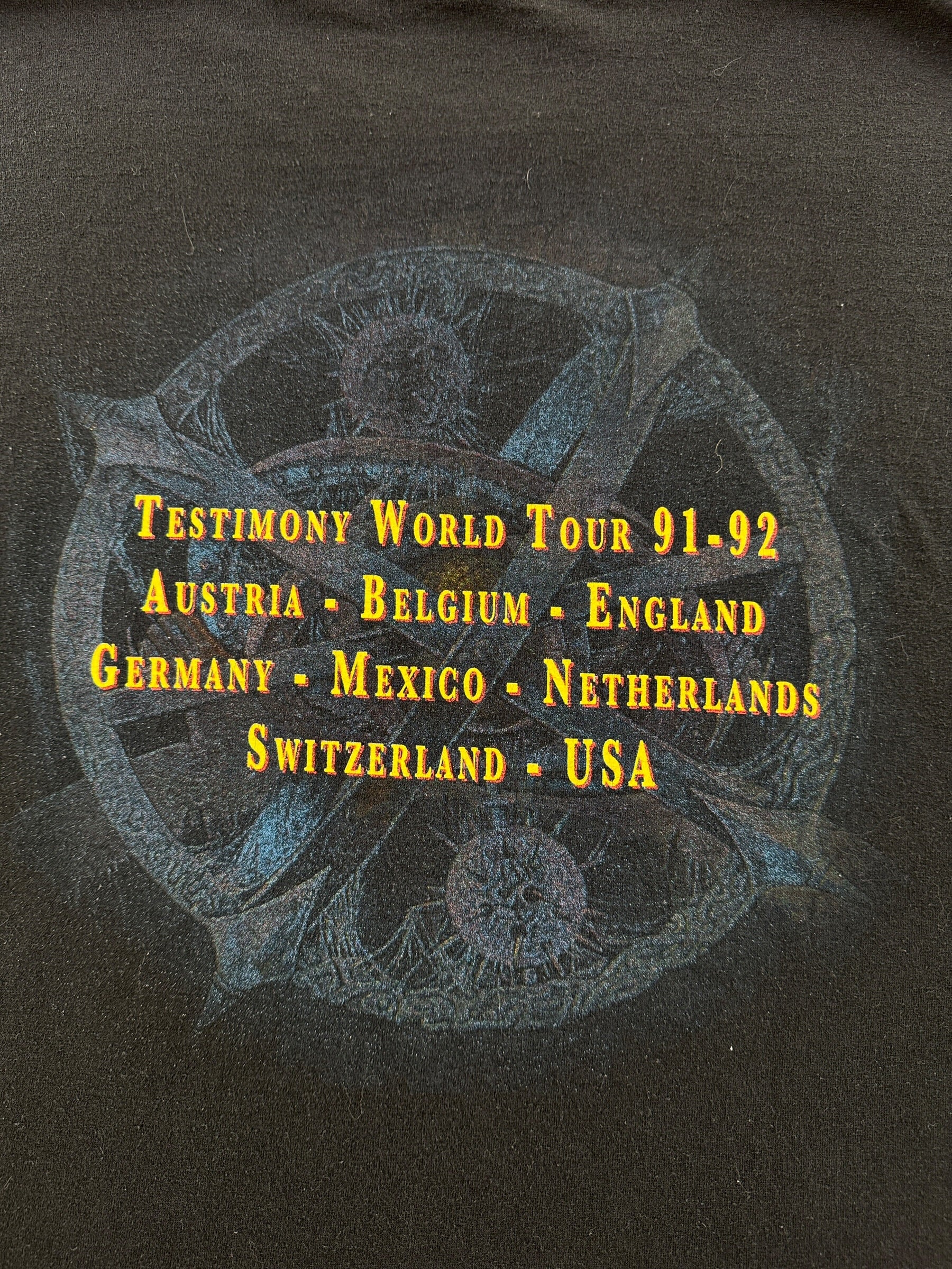 Back Graphic of Vintage Pestilence '91-'92 Tour Tee SZ L