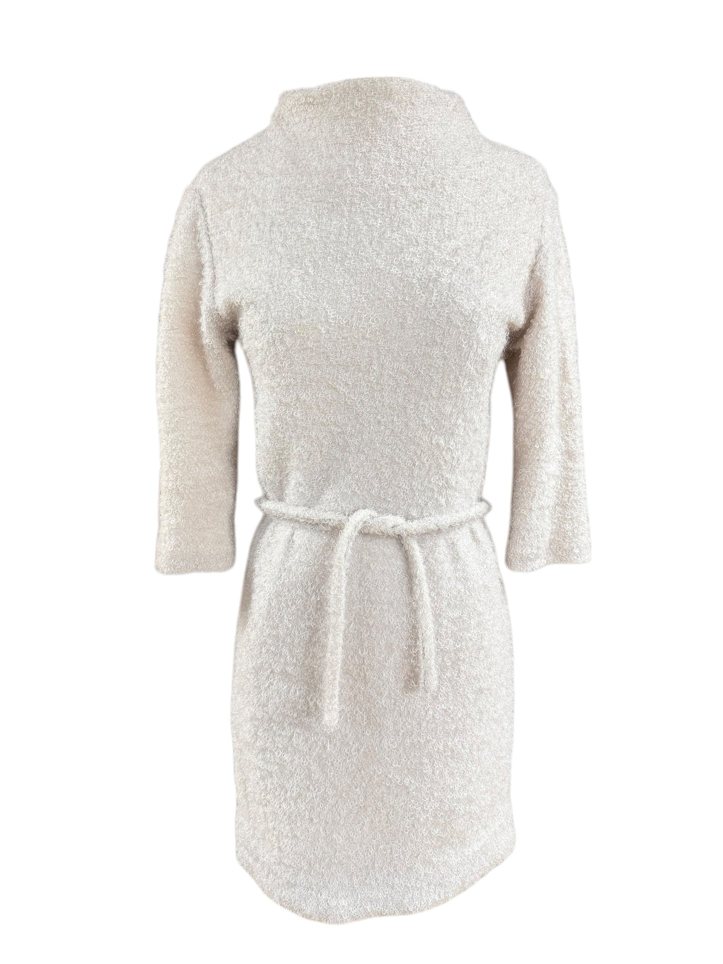 Front view of 1960s White Loopy Boucle Dress S