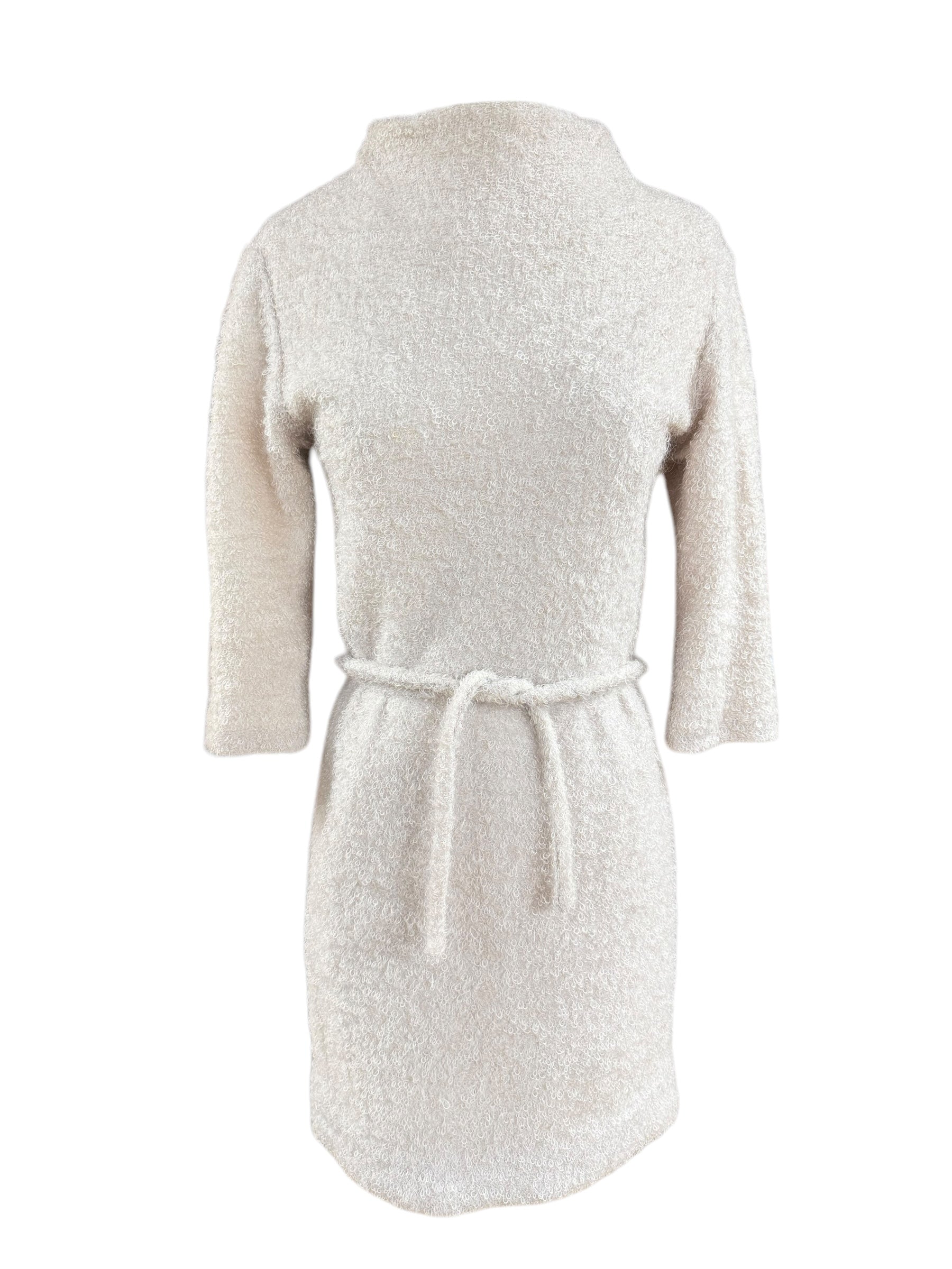 Front view of 1960s White Loopy Boucle Dress S