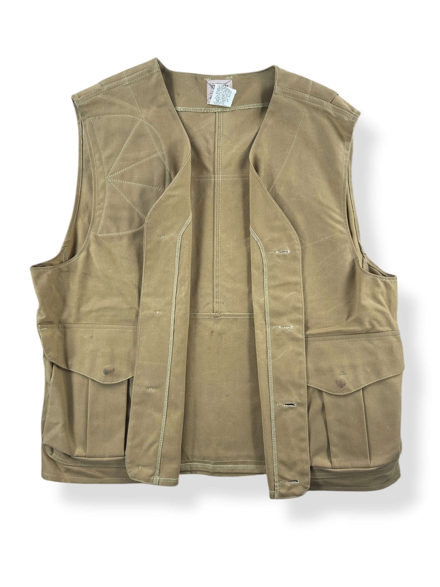 Inside of Vintage Filson Dry Tin Hunting Vest SZ XL