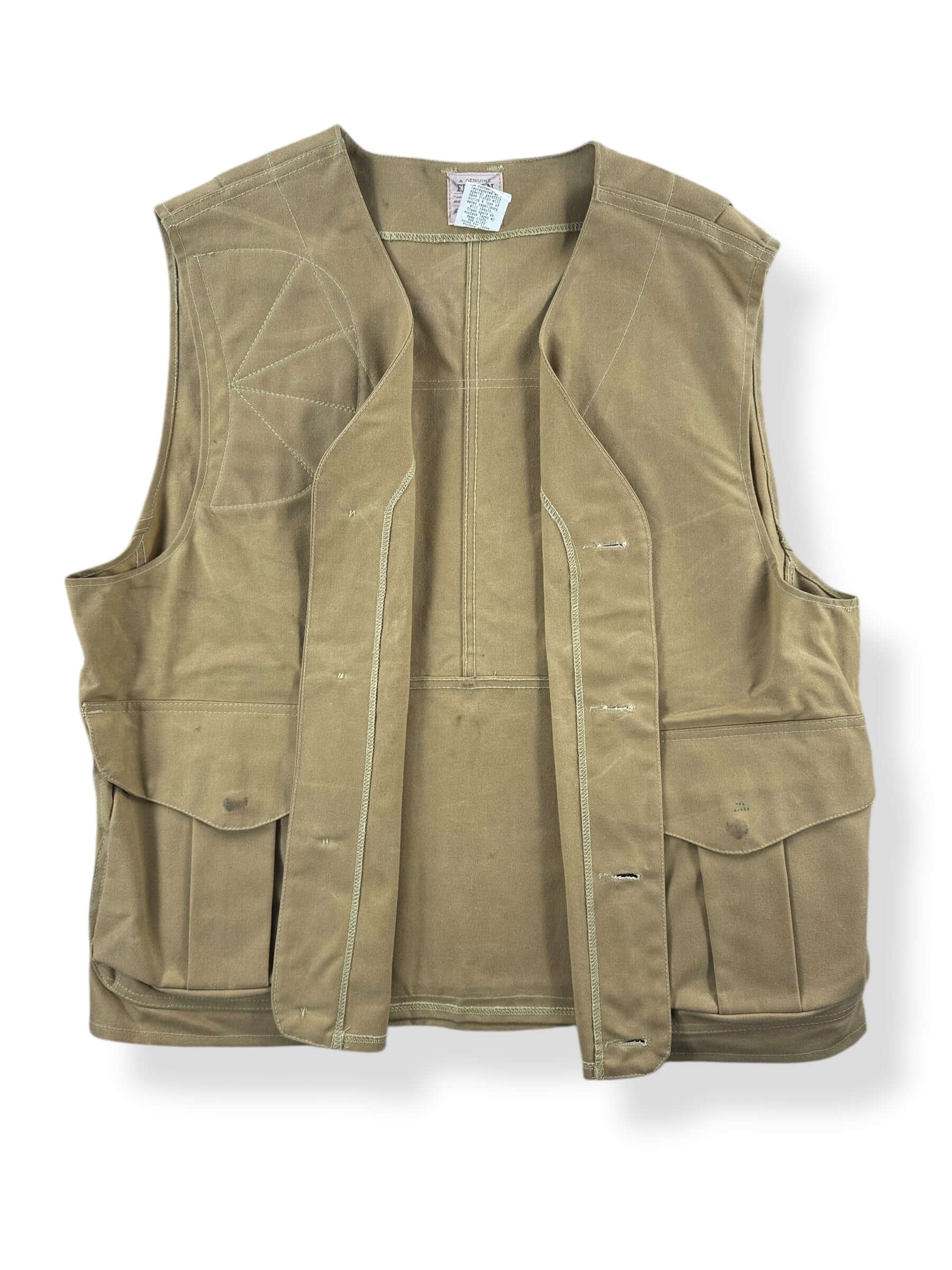 Inside of Vintage Filson Dry Tin Hunting Vest SZ XL