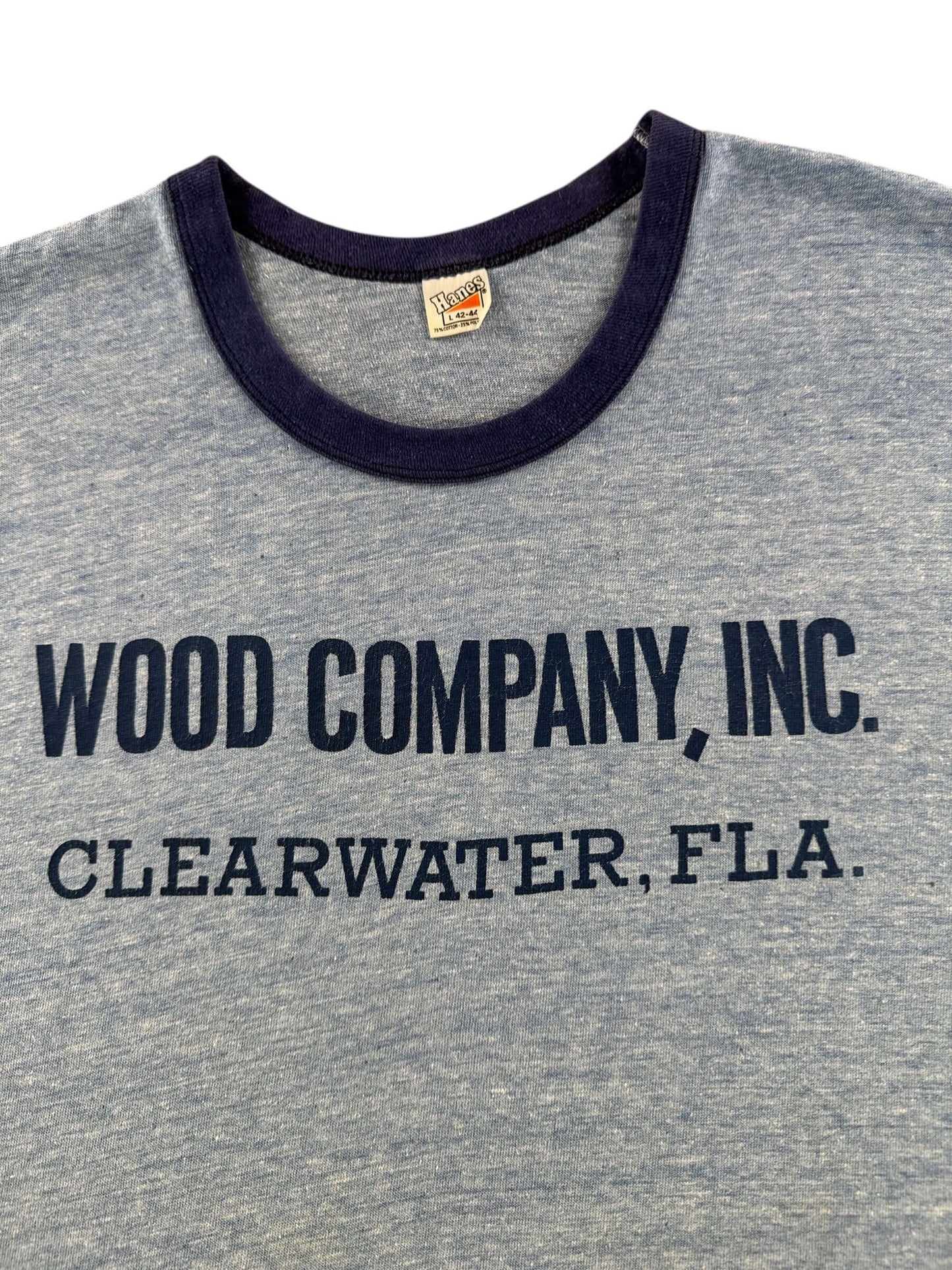 Graphic on Vintage Wood Company, Inc. Ringer Tee SZ L (Fits M)