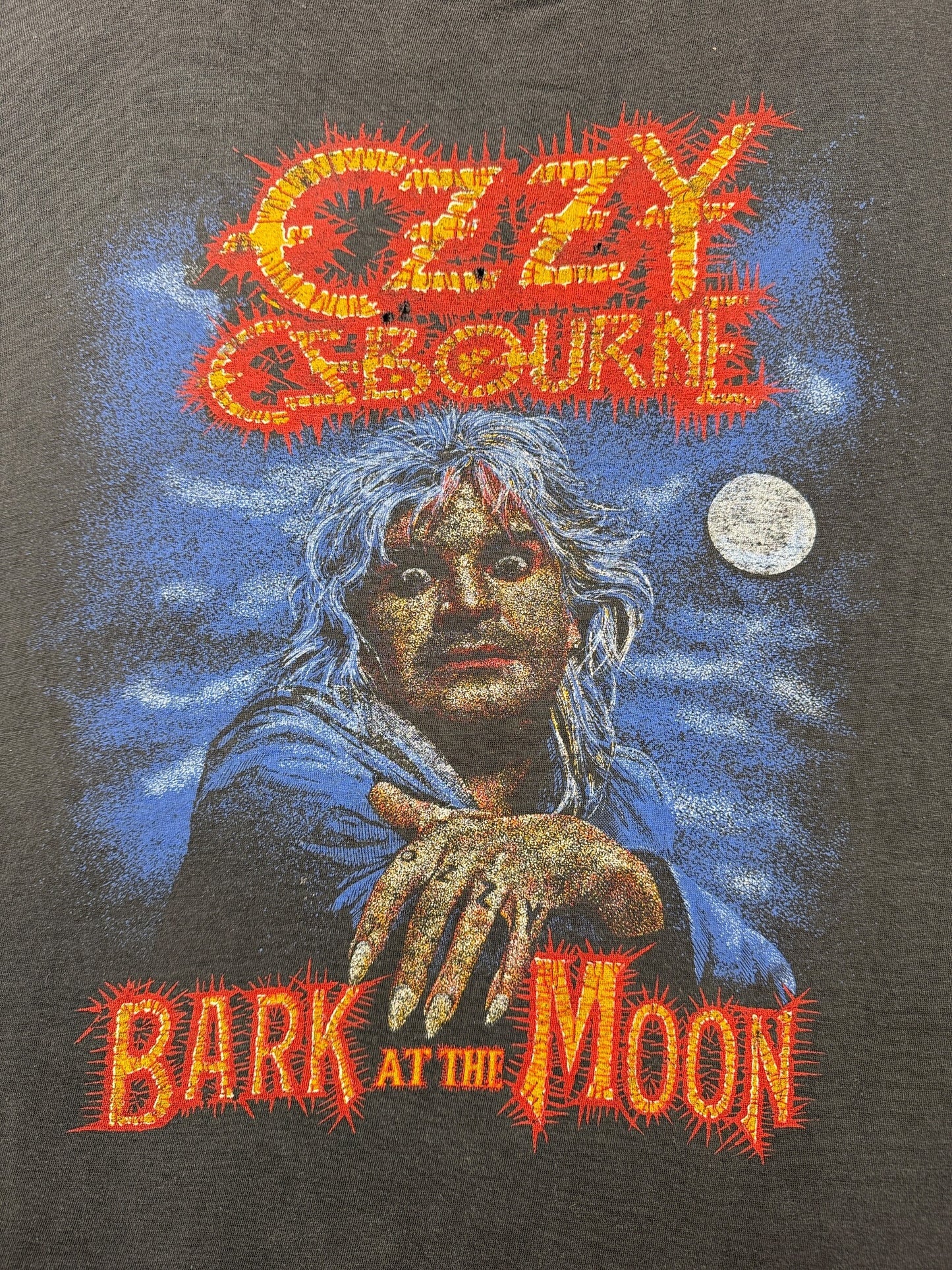 Graphic of Vintage European Ozzy Bark at the Moon Tee SZ XL