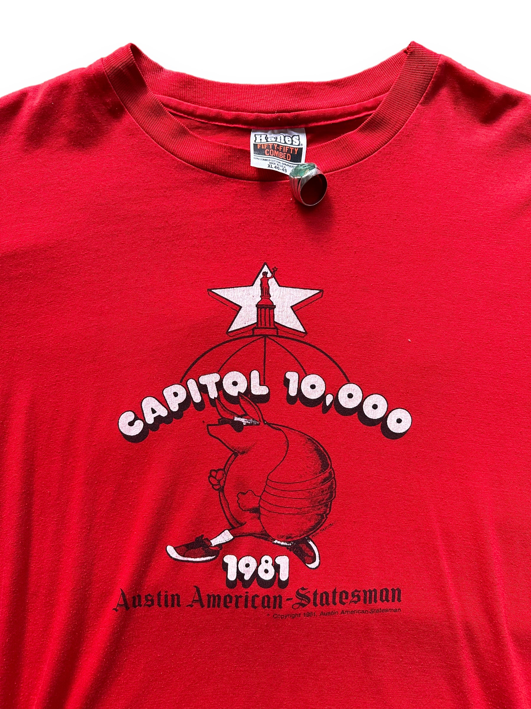 Graphic and Tag Detail on Vintage Austin Capital 10K Run Tee SZ XL | Vintage Austin American Statesman T-Shirts Seattle | Barn Owl Vintage Tees Seattle