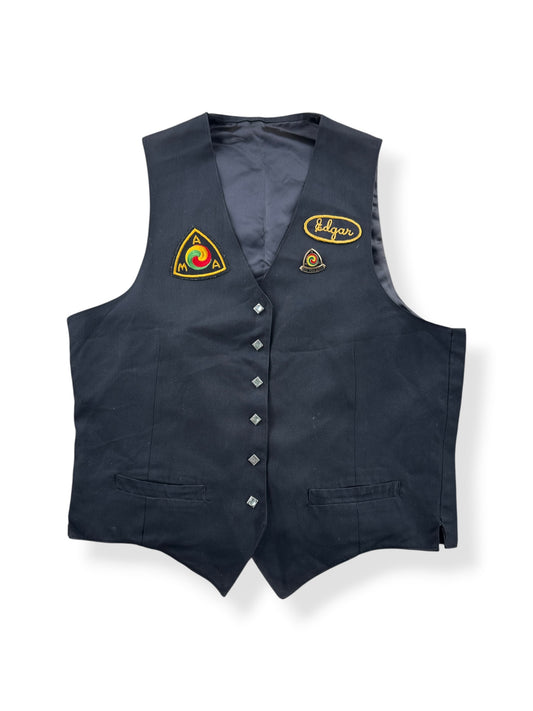 Front of Vintage Hummingbirds "Edgar" Motorcycle Club Member Vest SZ M