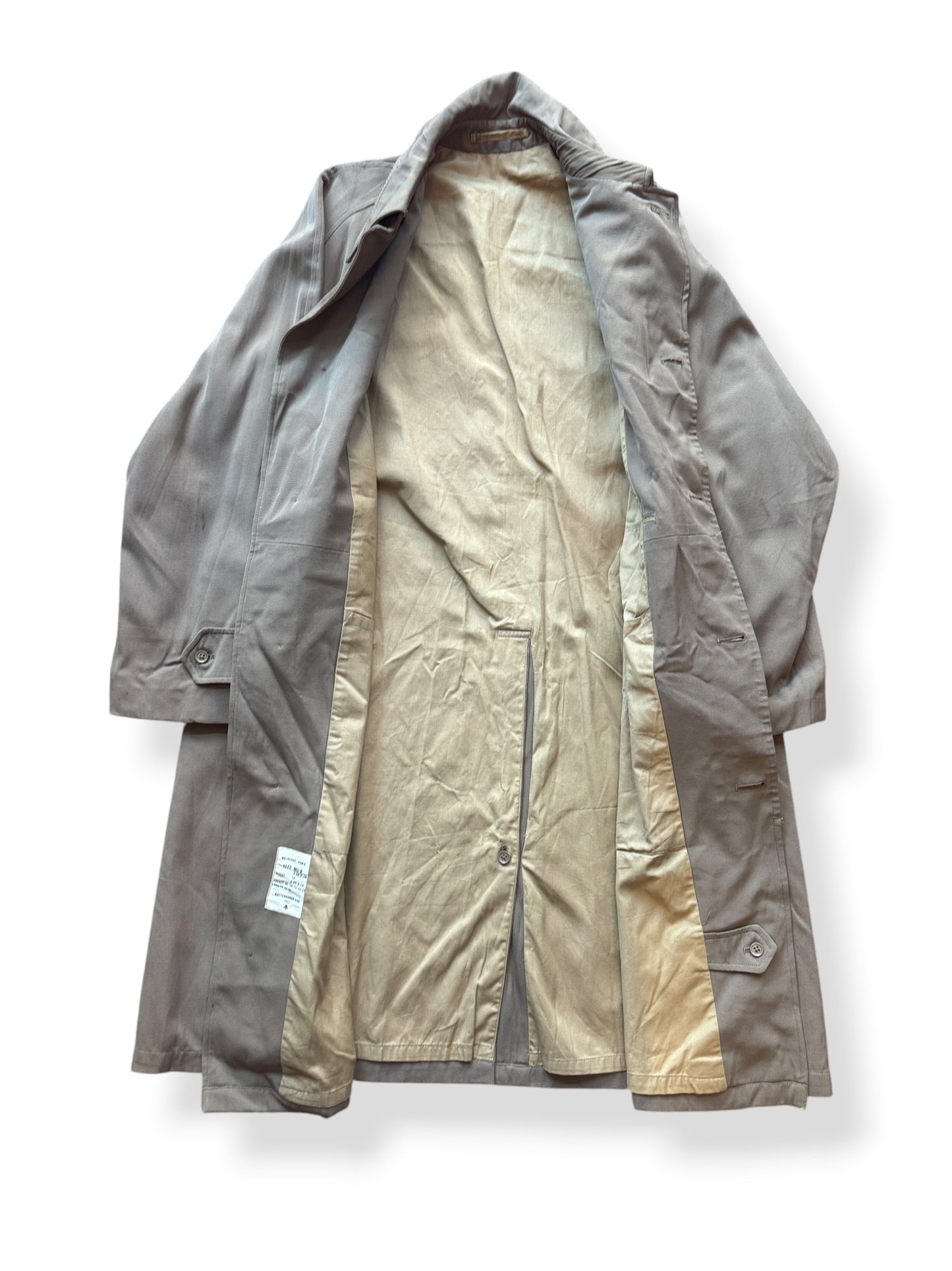 Inside of Vintage Wool Gabardine Trench Coat SZ XL