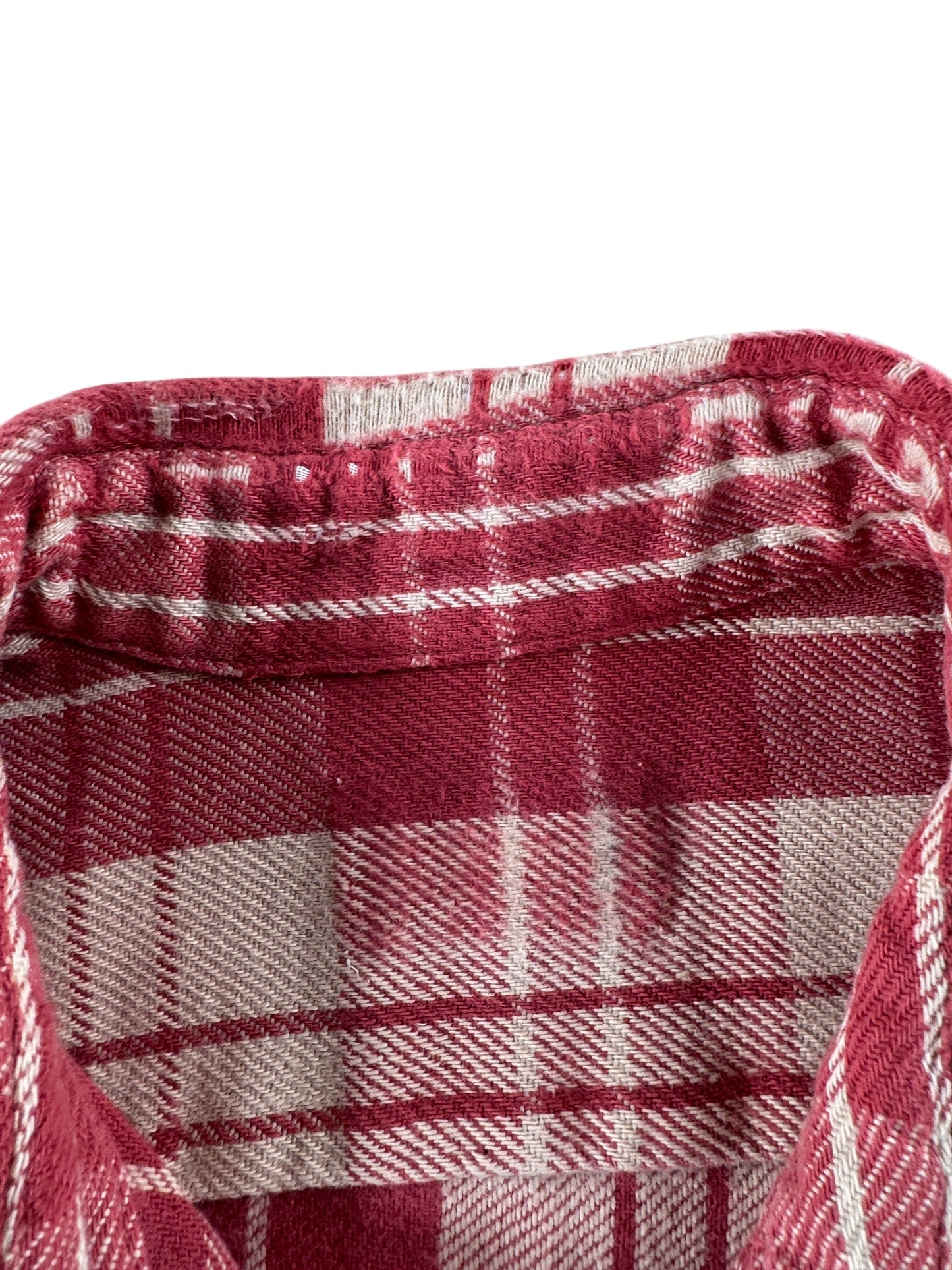 Missing Label on Vintage Salmon Plaid Cotton Flannel SZ S