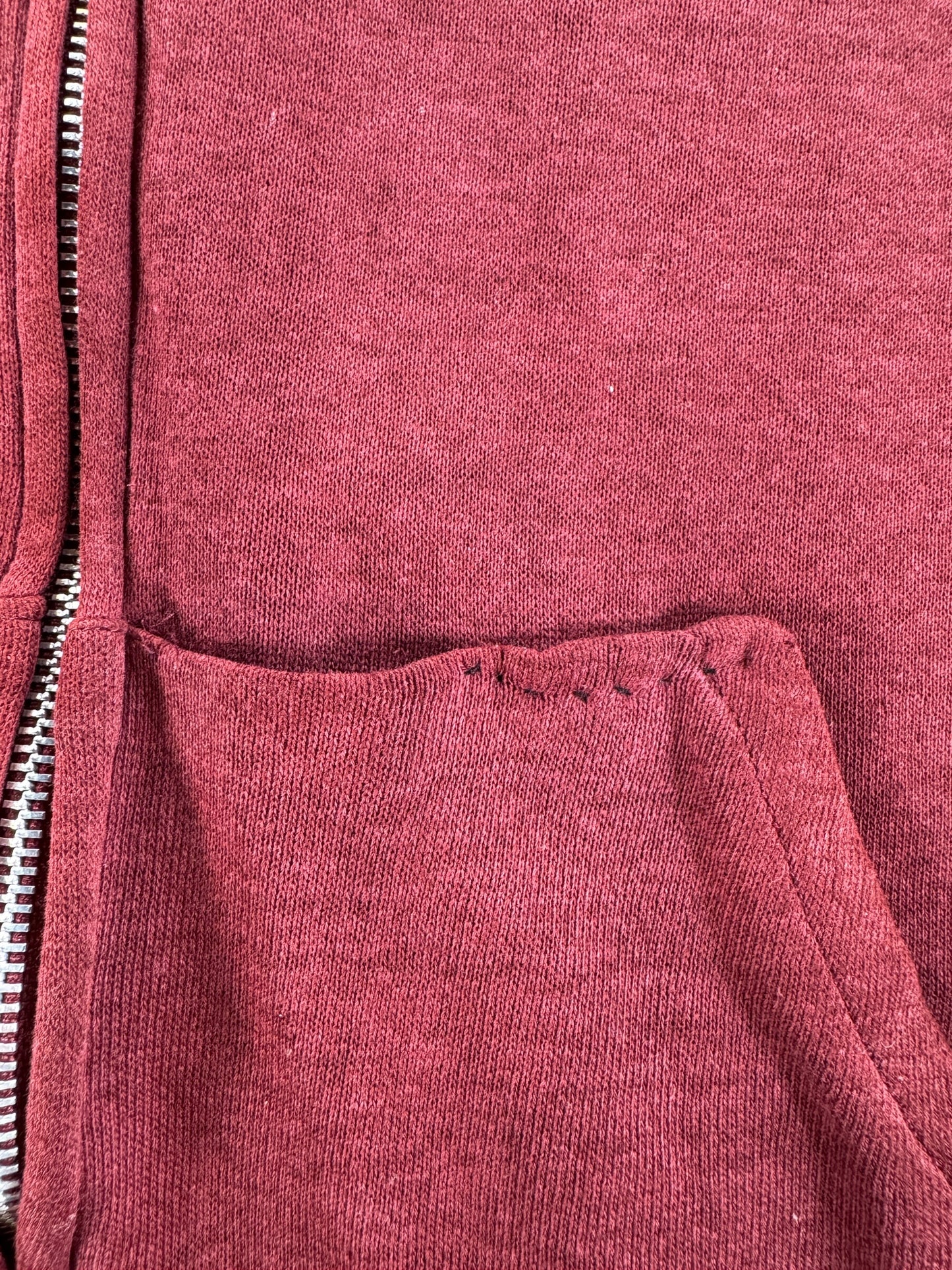 Repair on Vintage Maroon Zip Up Hoodie SZ S