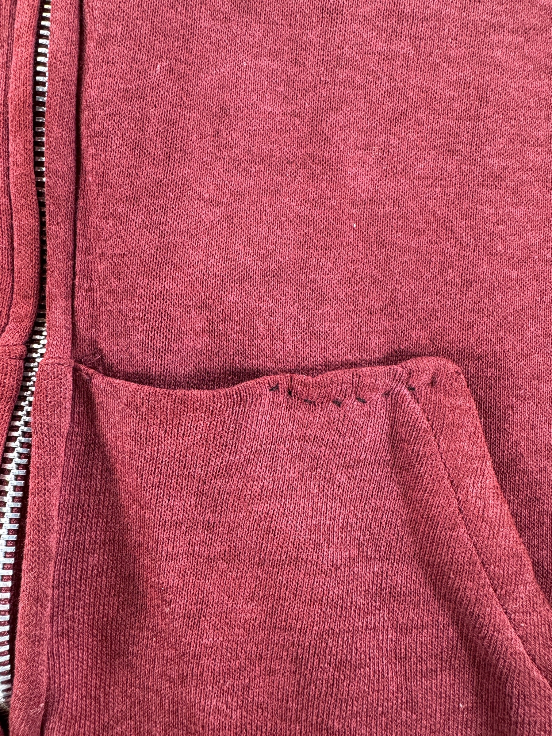 Repair on Vintage Maroon Zip Up Hoodie SZ S