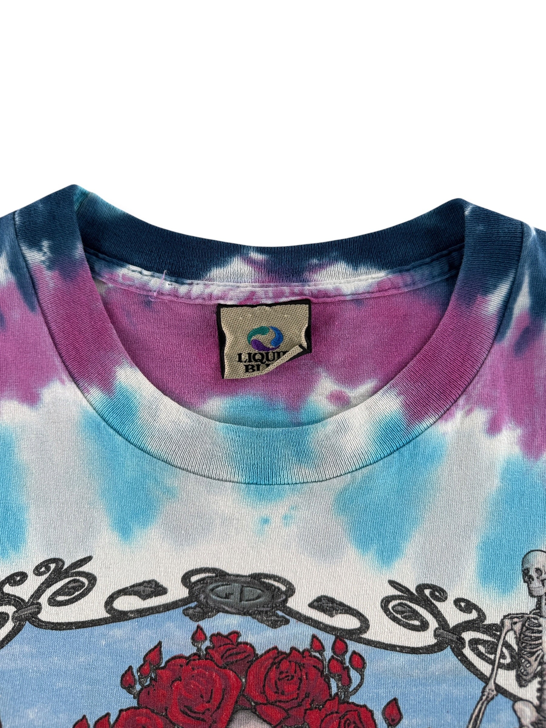 Collar on Vintage Liquid Blue Grateful Dead 30 Years Bertha Tee SZ L