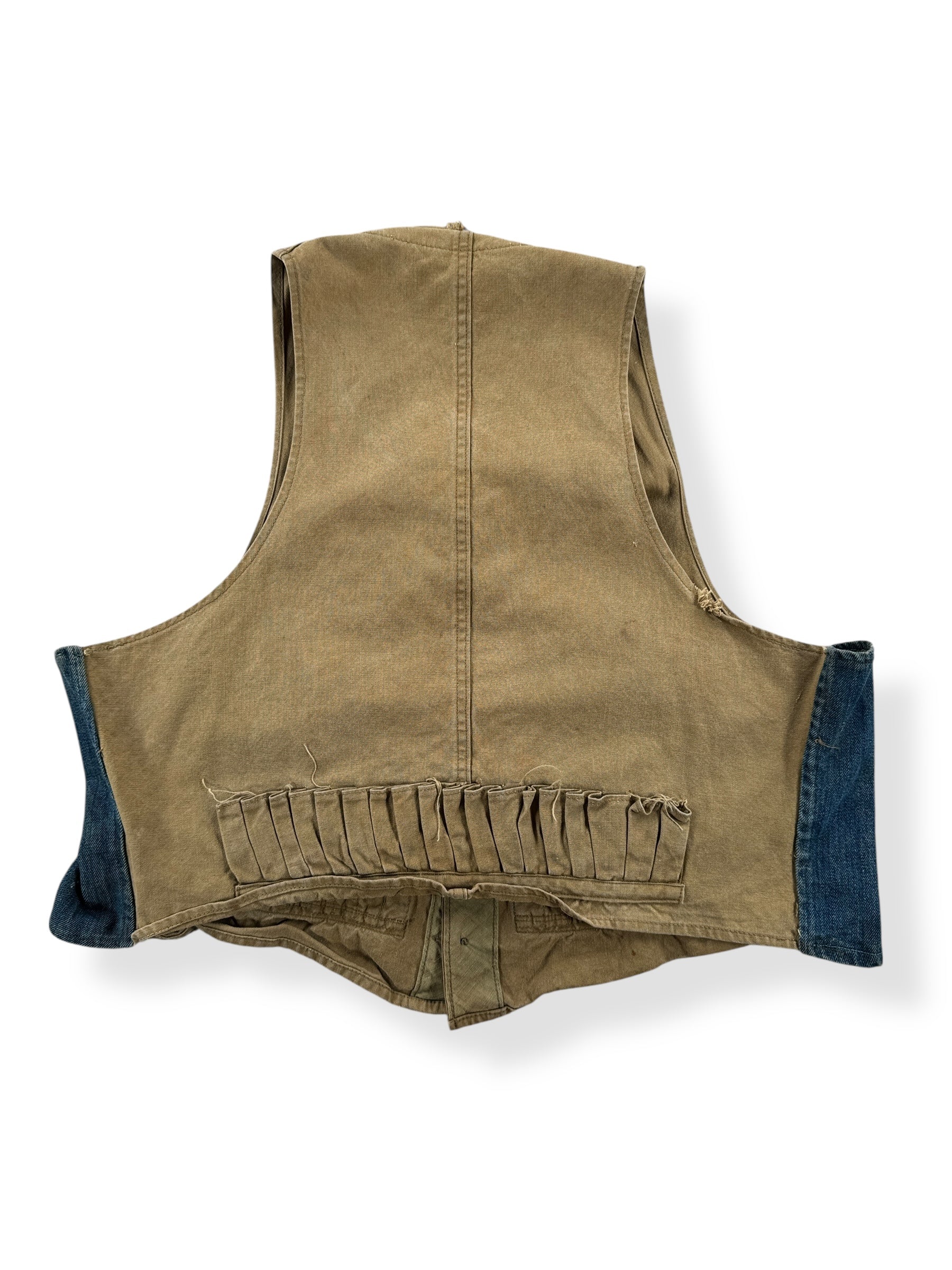 Back of 40s Era Hunting Vest w/ Denim Alterations SZ M
