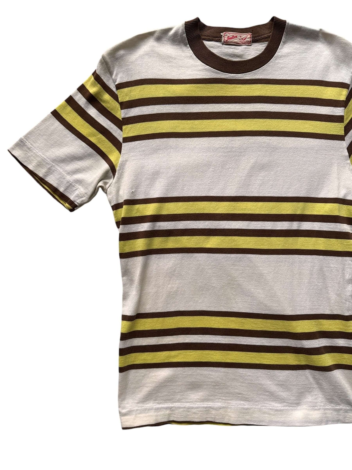 Front Right View of Vintage 1940s Jantzen Striped Cotton Tee Size M