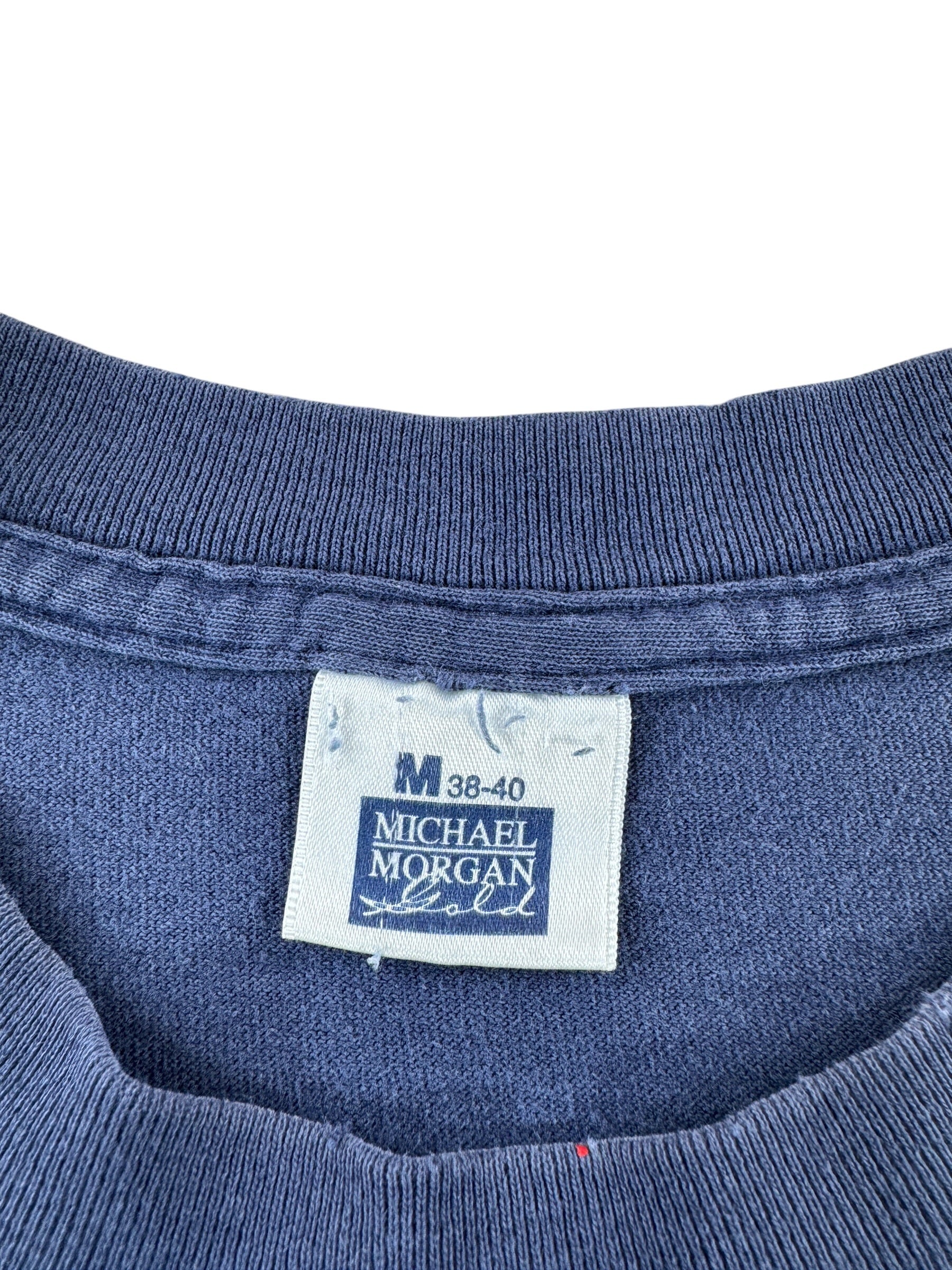 Tag on Vintage Michael Morgan 100% Cotton Dark Blue Pocket Painter Tee SZ M