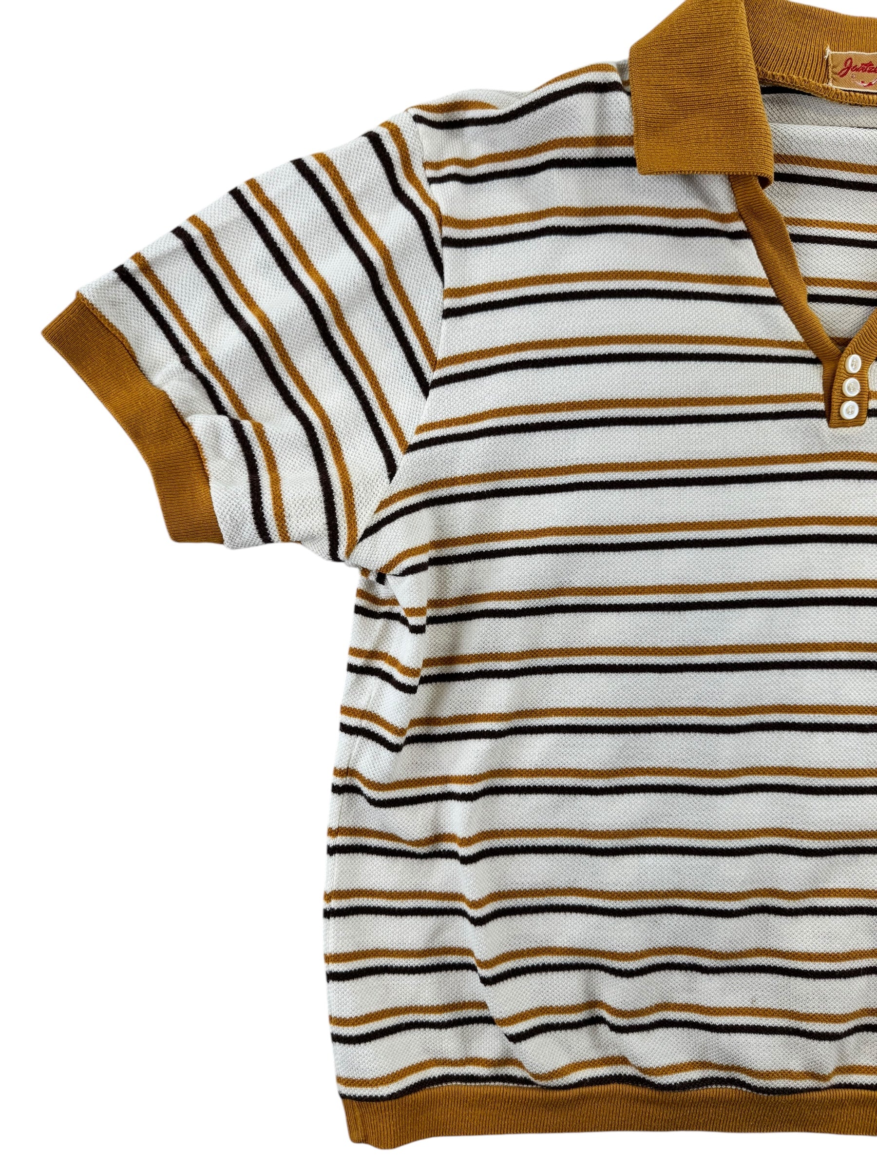 Front right side of 1960s Jantzen Striped Club Shirt L