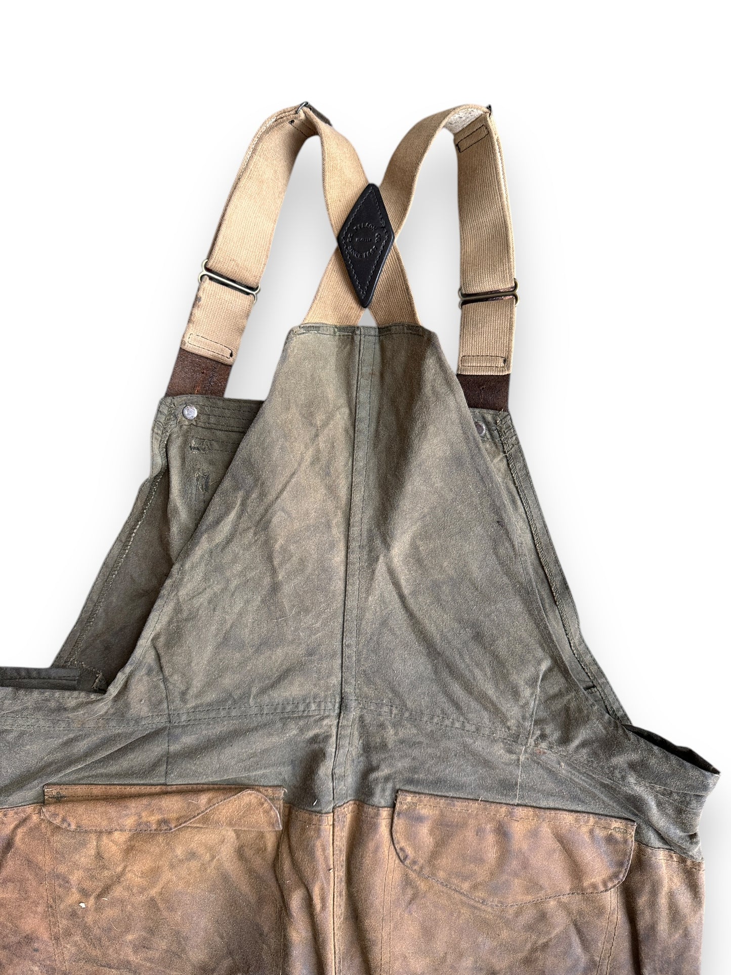 back of straps on Filson Double Hunting Bibs W38x30