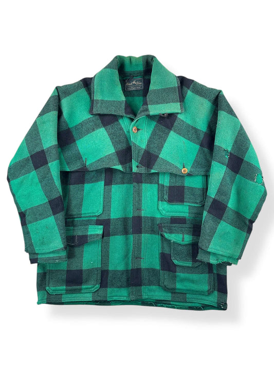 Front of Vintage Hirsch Weis Green Plaid Cape Coat SZ M