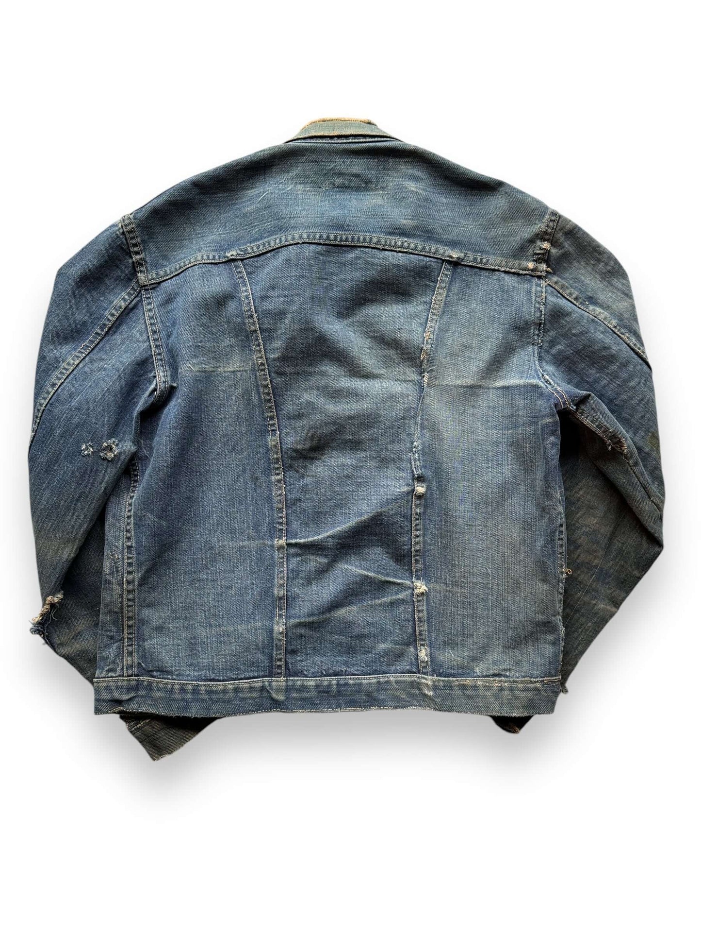 back of Vintage Distressed Wrangler Blue Bell 124MJ Denim Jacket SZ 42