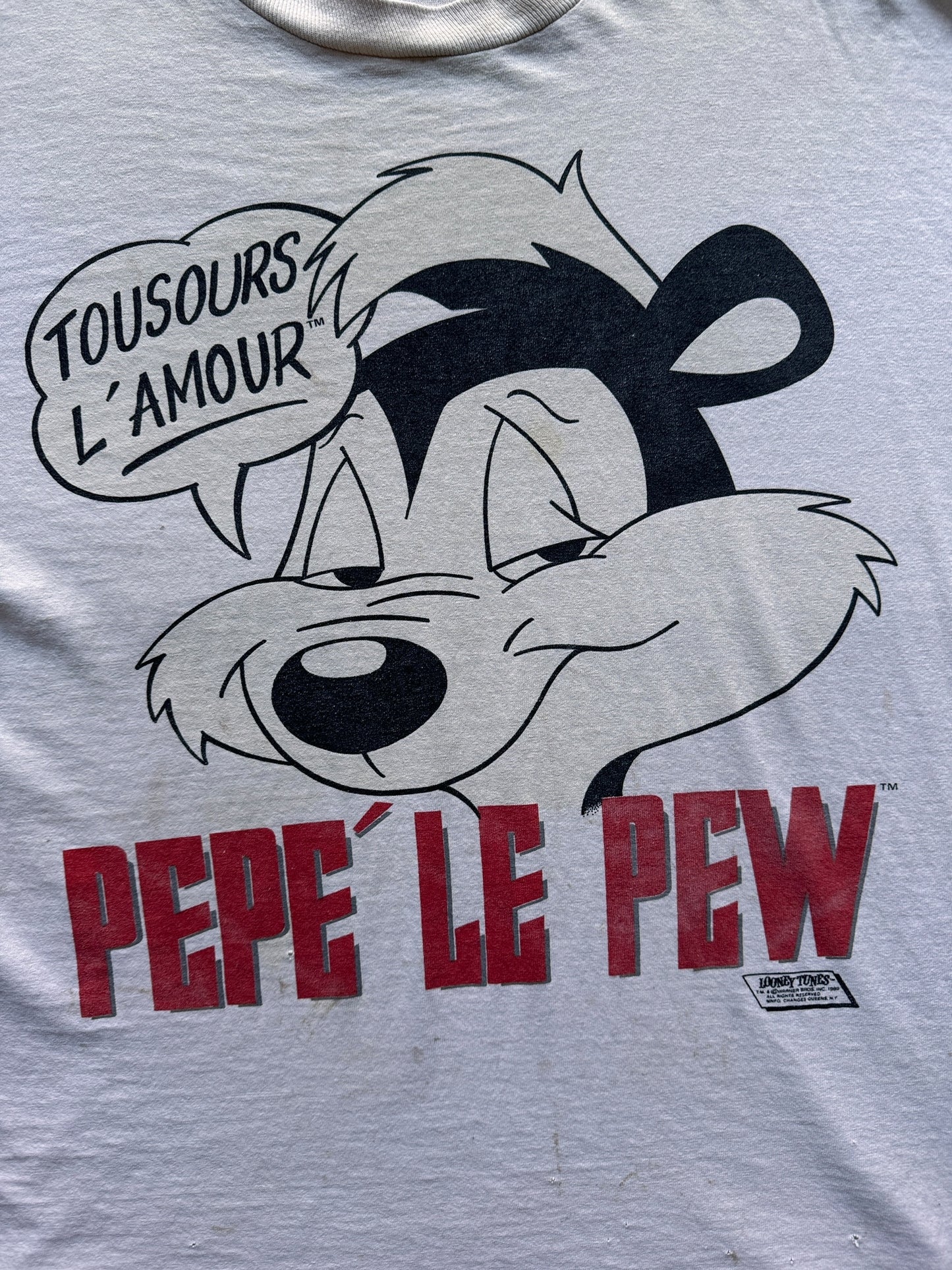 Front Graphic of Vintage Pepe LePew Thrasher Tee SZ XL