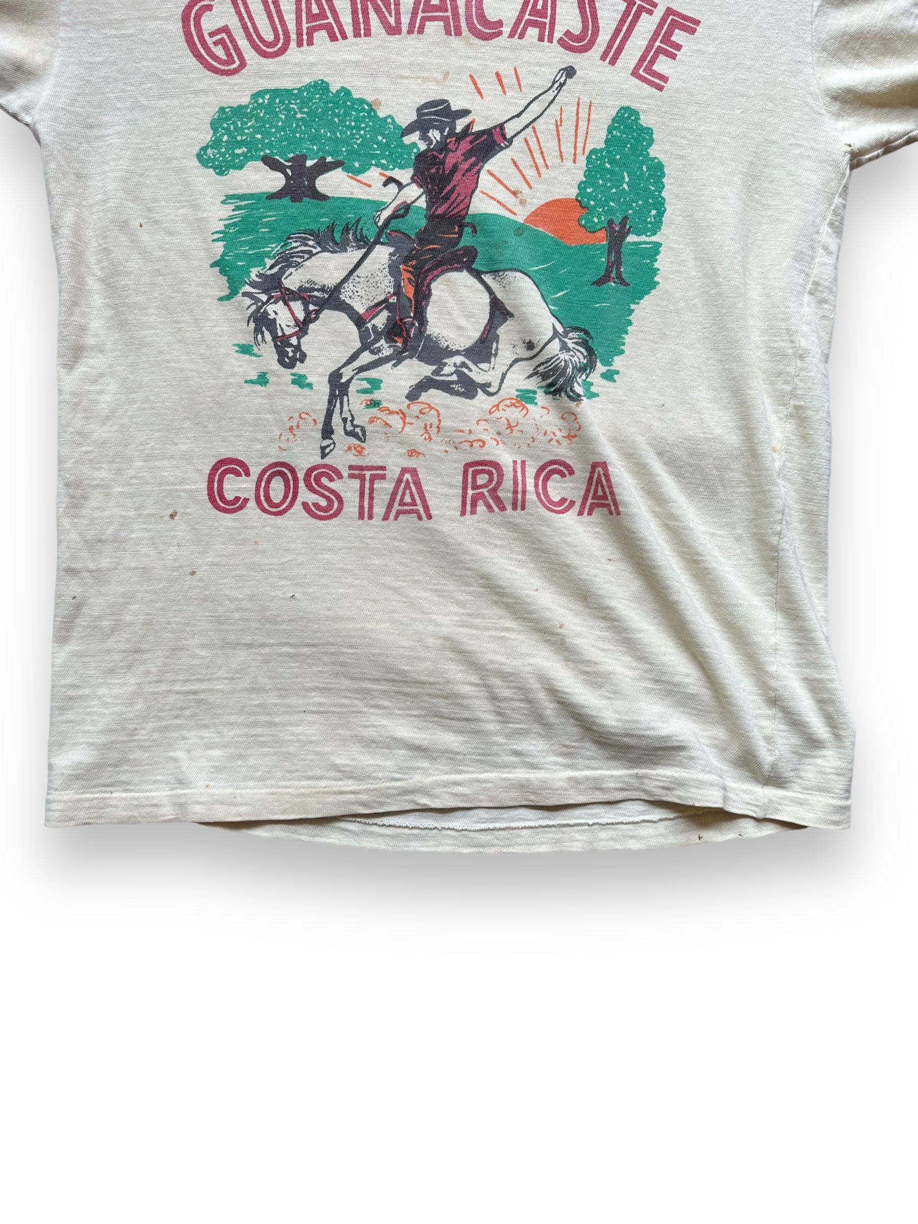 Lower Front View of Vintage Costa Rica Guanacaste Tourist Tee SZ M | Vintage Screen Printed Tees Seattle | Barn Owl Vintage Goods